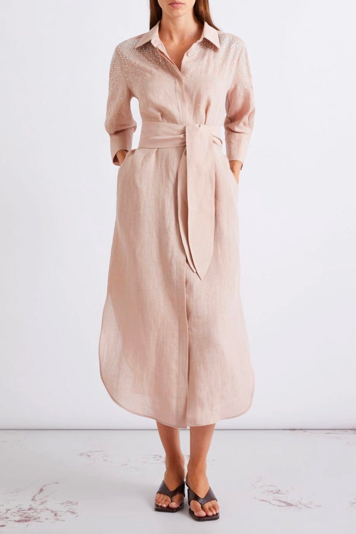 MARELLA ABITO  Vestito in lino donna Rosa cipria Marella Calle