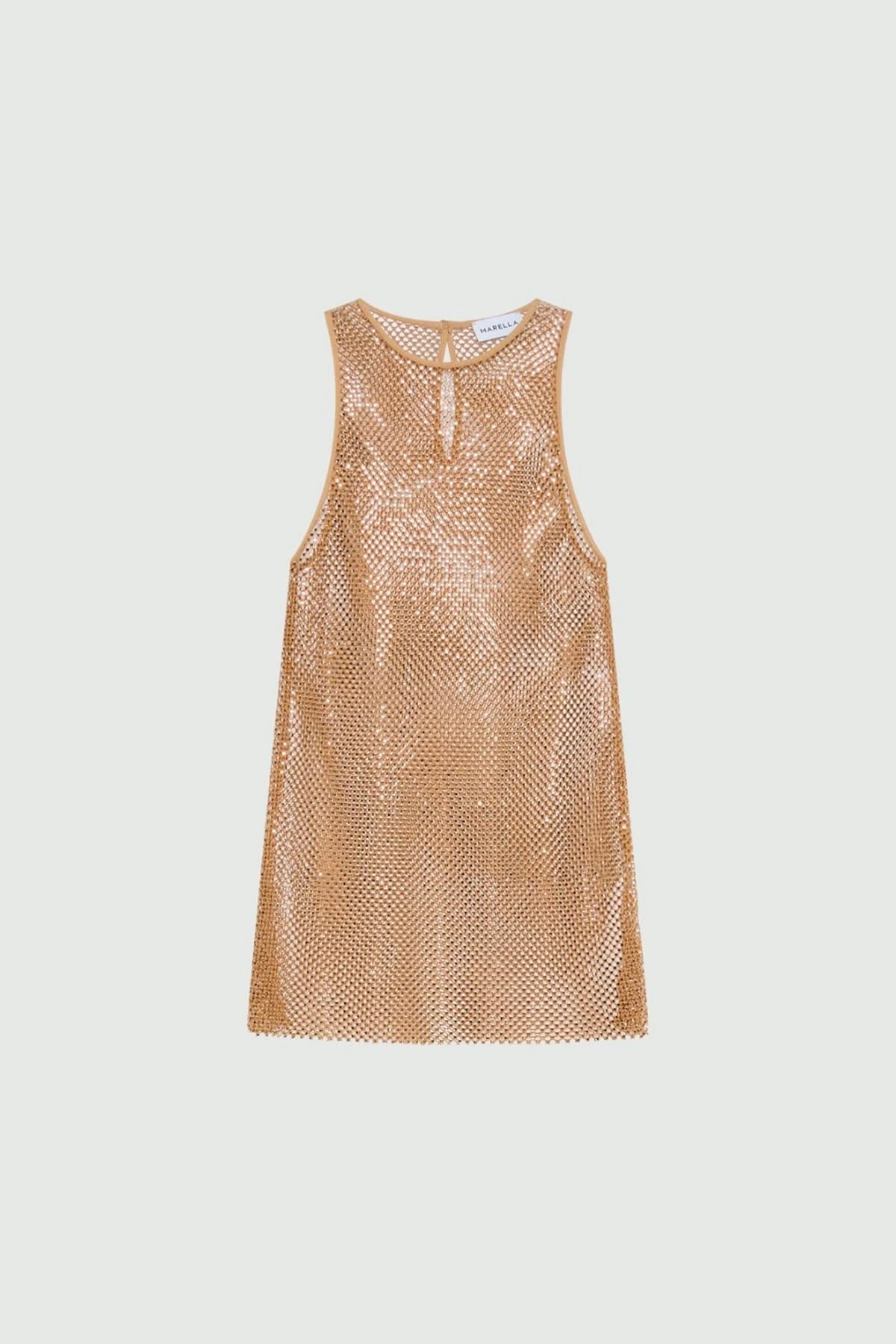 MARELLA BODY/ TOP  BEIGE STRASS / XXS Top a rete donna Marella Mlldry
