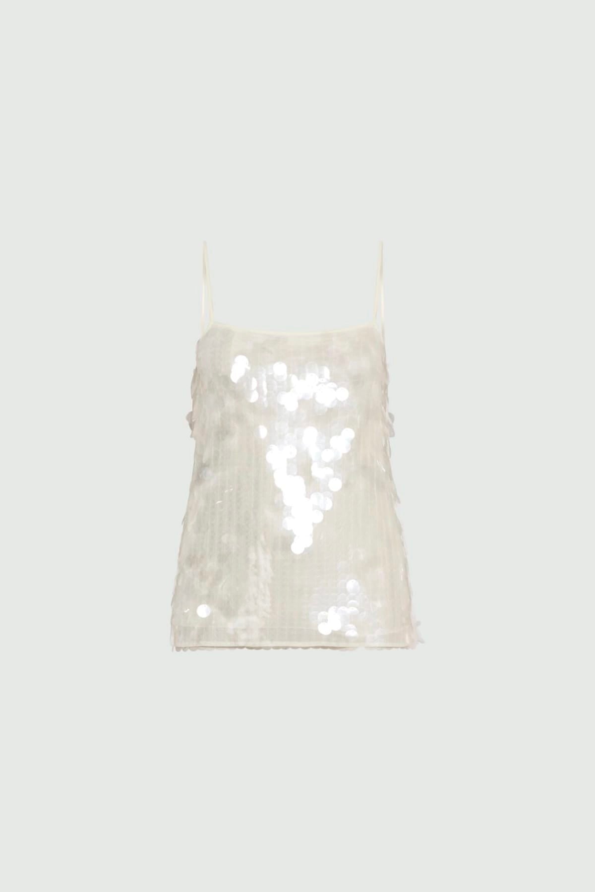 MARELLA BODY/ TOP  BIANCO LATTE / XXS Top in paillettes donna Marella Mllmela
