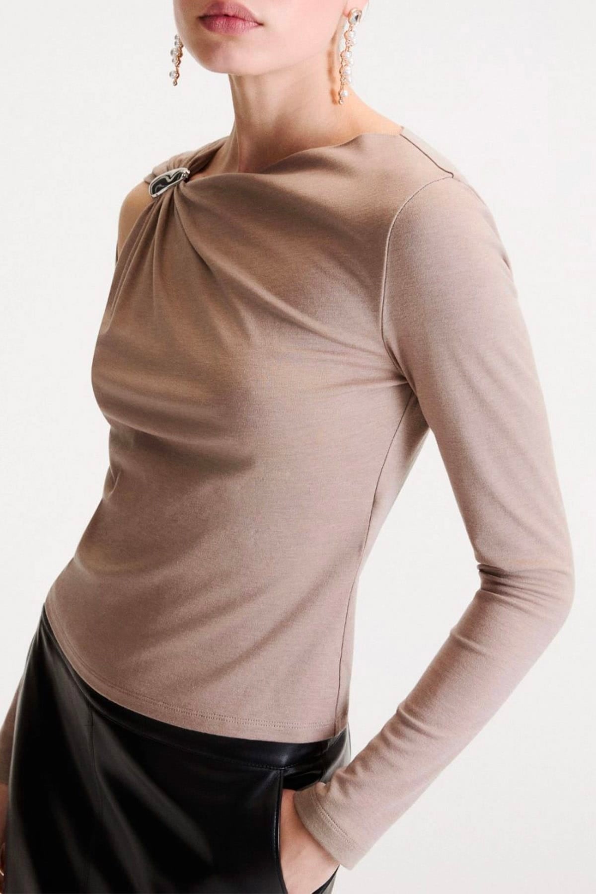 MARELLA BODY/ TOP  Maglia asimmetrica fluida Marella Mlltabacco