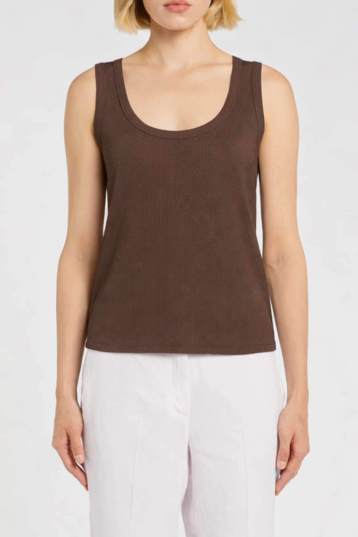 MARELLA BODY/ TOP  MARRONE / XXS Canotta in cotone donna Marella Monochrome Mlmorata