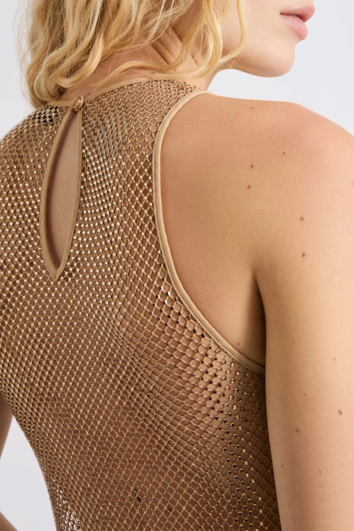 MARELLA BODY/ TOP  BEIGE STRASS / XXS Top a rete donna Marella Mlldry