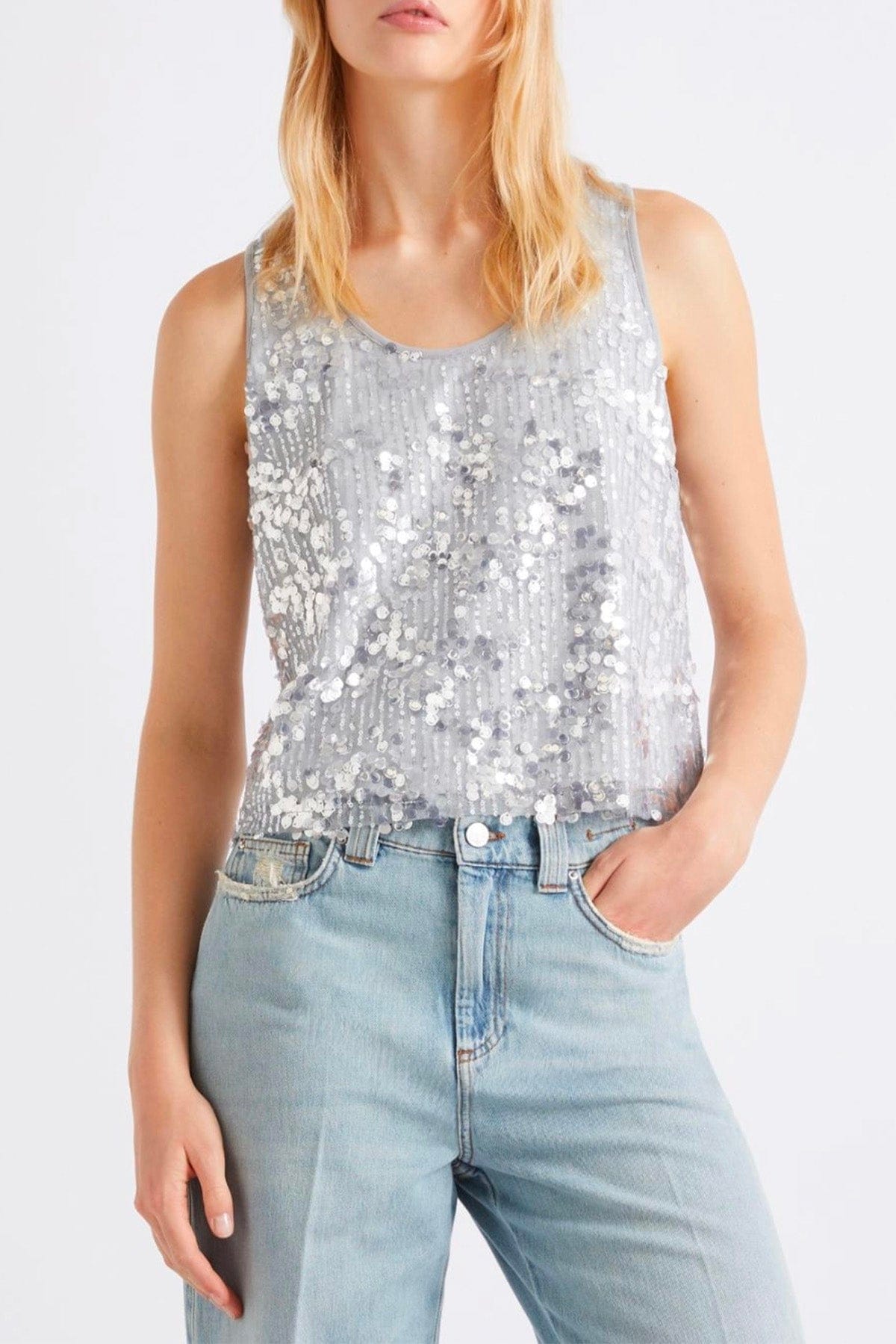 MARELLA BODY/ TOP  GRIGIO / XXS Top grigio in paillettes donna Marella Vischio