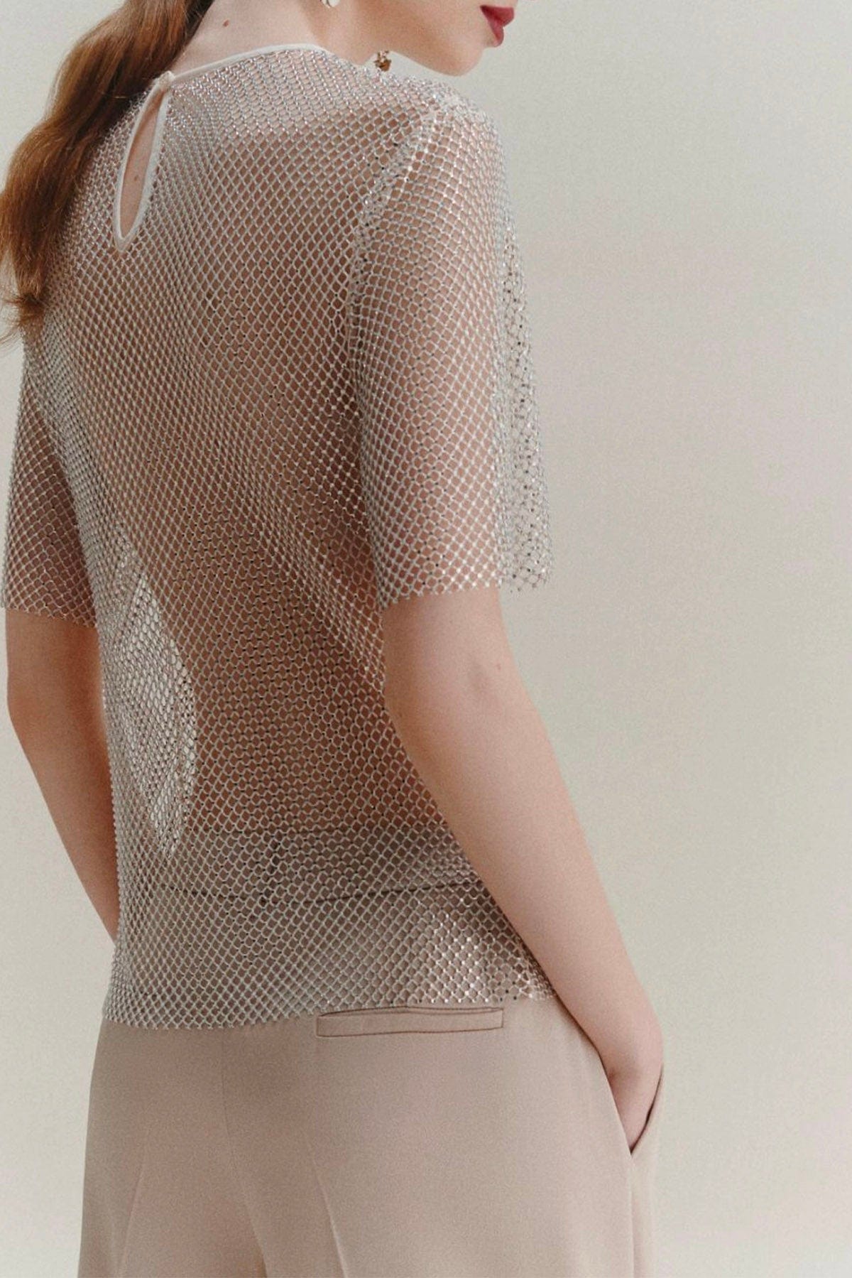 MARELLA BODY/ TOP  Top in rete con dettaglio strass Marella Lodola