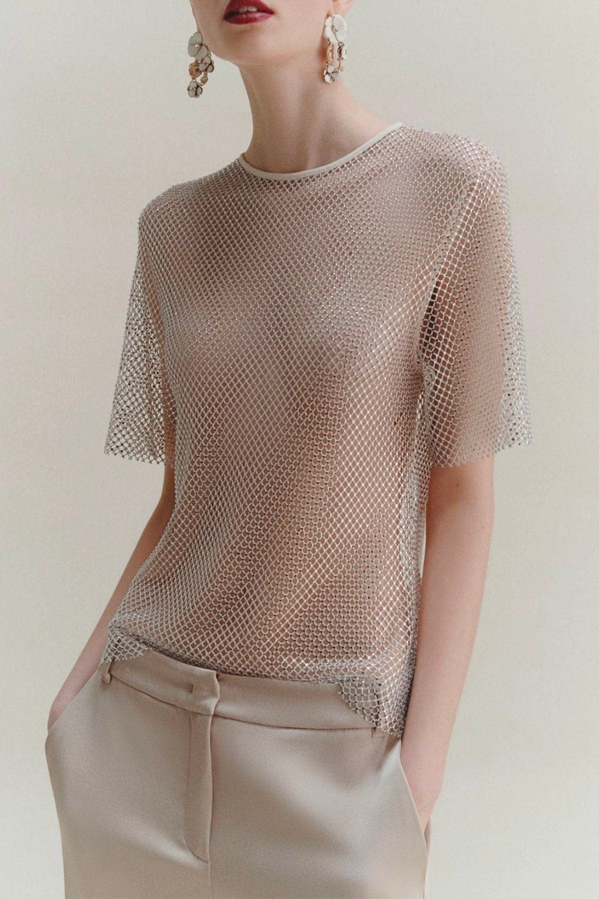 MARELLA BODY/ TOP  Top in rete con dettaglio strass Marella Lodola