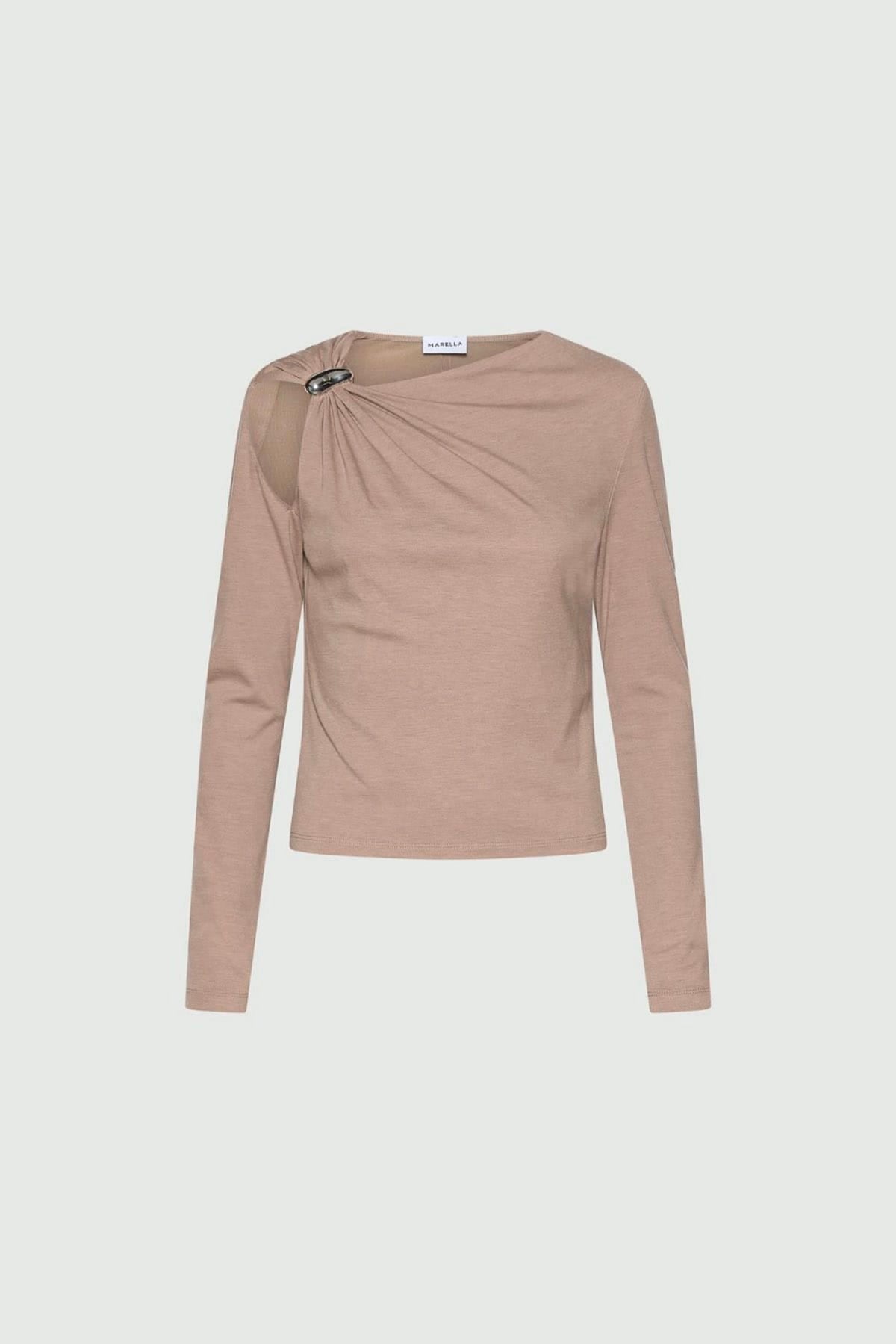 MARELLA BODY/ TOP  TORTORA / XXS Maglia asimmetrica fluida Marella Mlltabacco