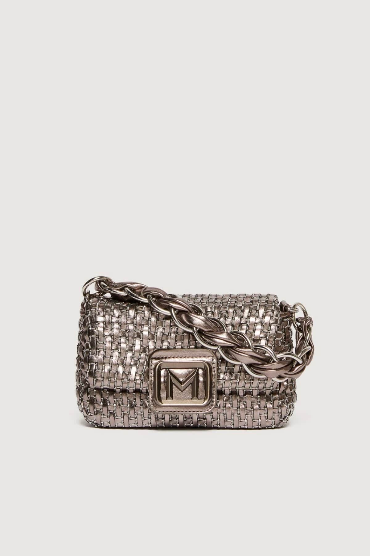 MARELLA BORSA  ARGENTO / UNICA Borsa in ecopelle intrecciata Marella Lontra1