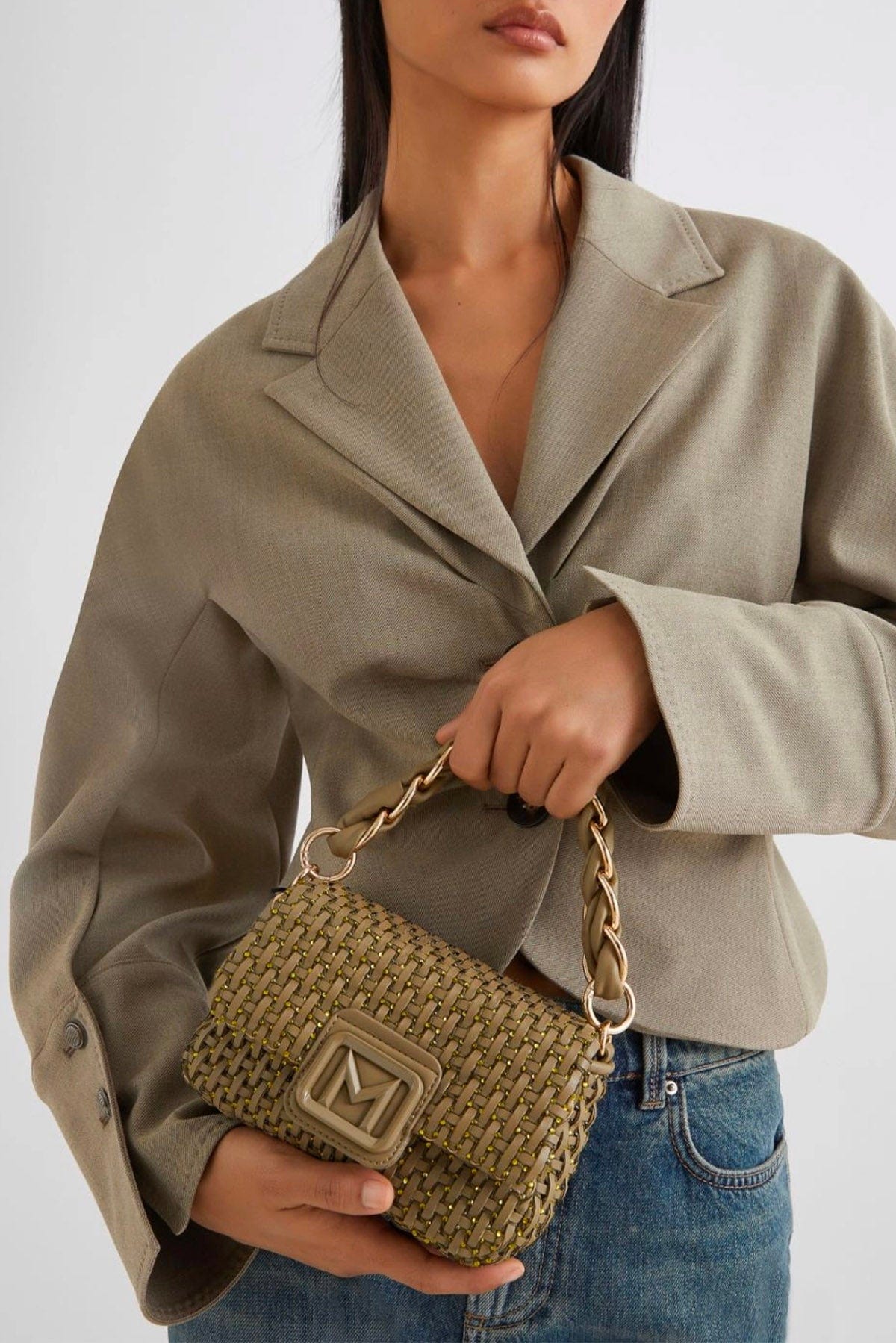 MARELLA BORSA  Borsa in ecopelle intrecciata Marella Lontra1