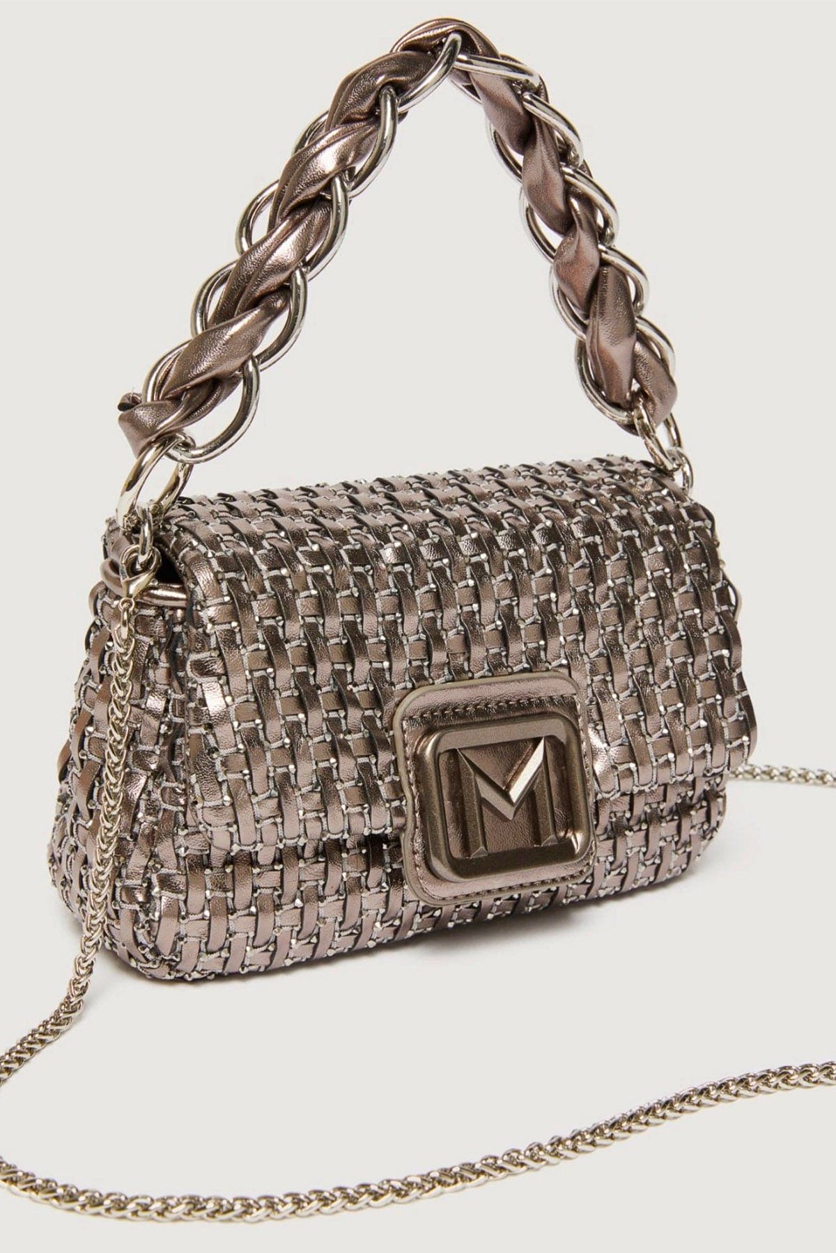 MARELLA BORSA  ARGENTO / UNICA Borsa in ecopelle intrecciata Marella Lontra1