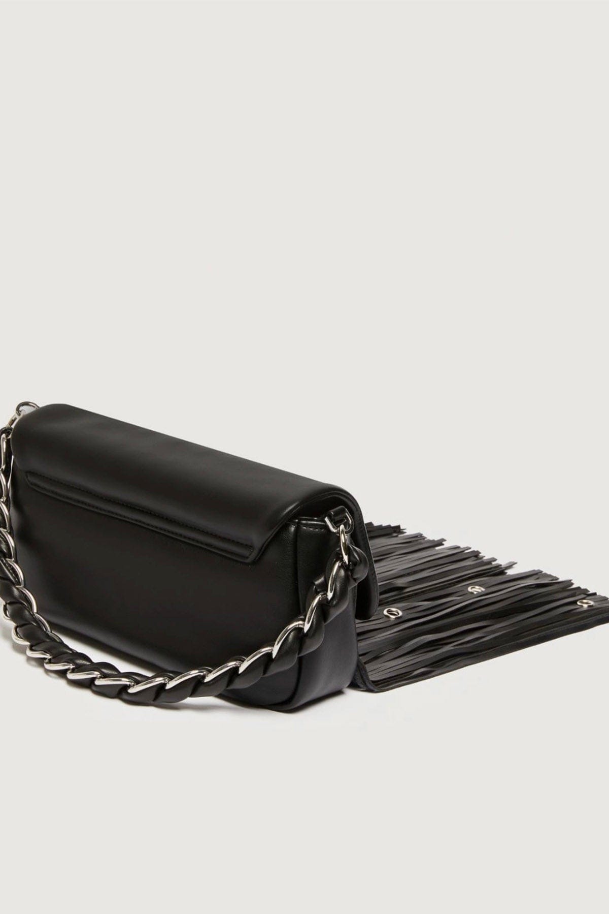 MARELLA BORSA  Borsa in ecopelle Marella nera con frange Emily4
