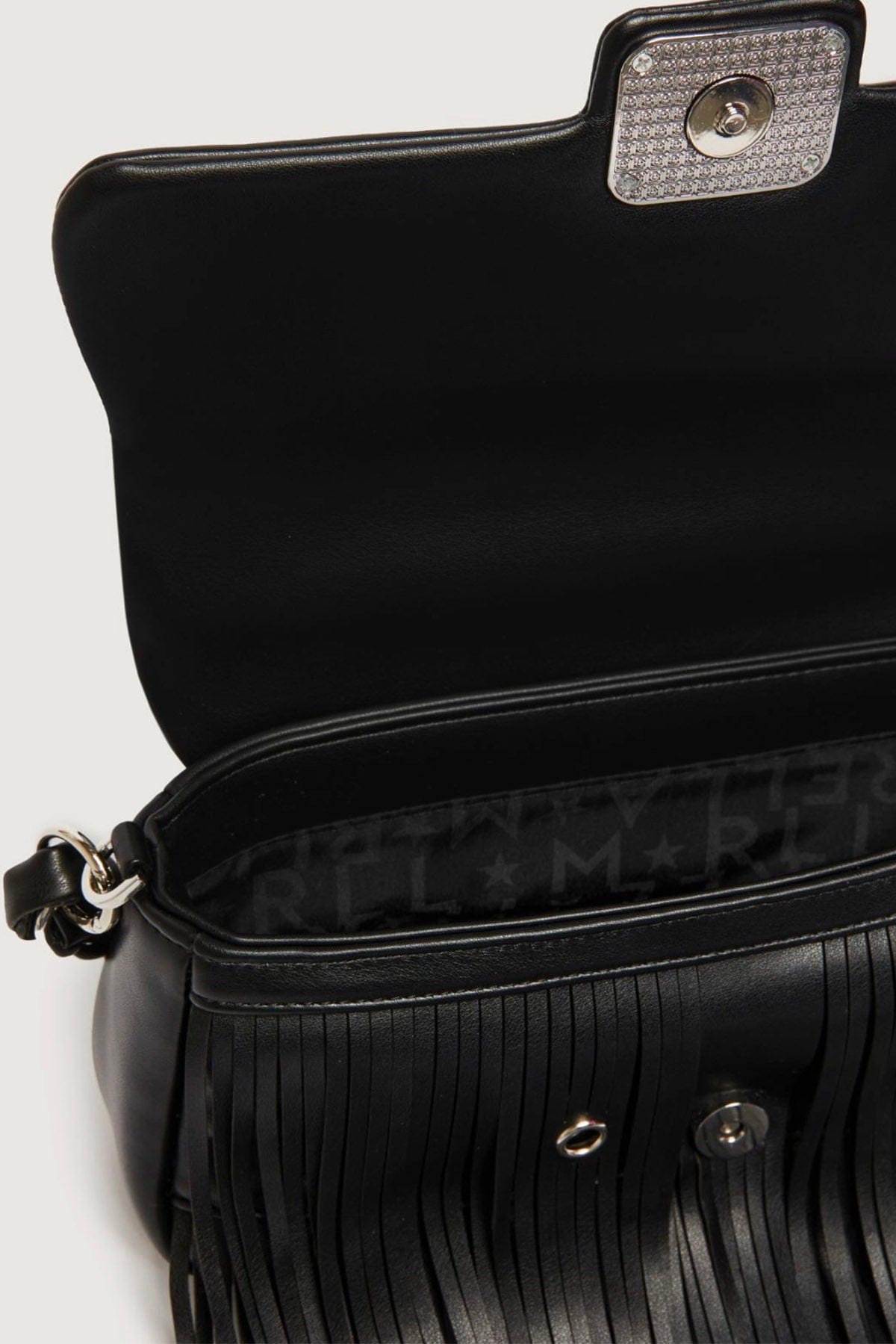 MARELLA BORSA  Borsa in ecopelle Marella nera con frange Emily4