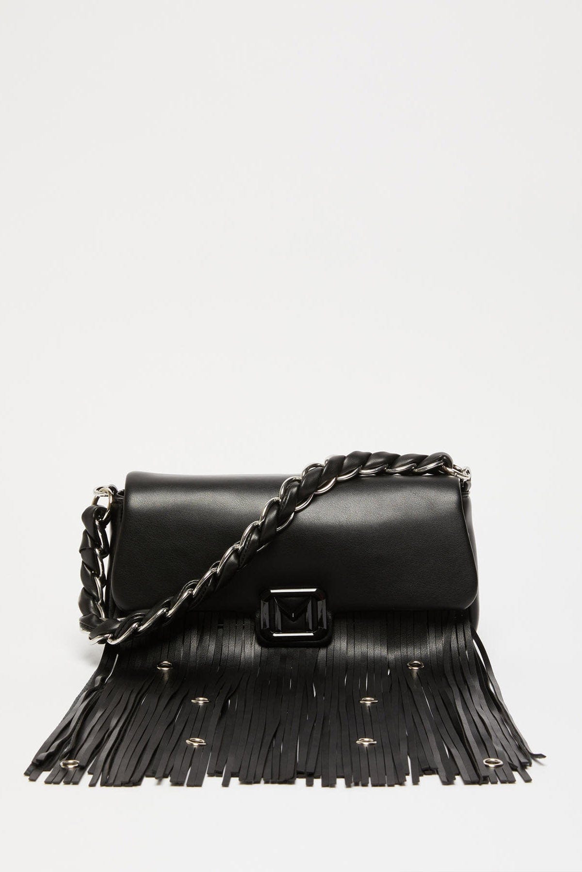 MARELLA BORSA  Borsa in ecopelle Marella nera con frange Emily4
