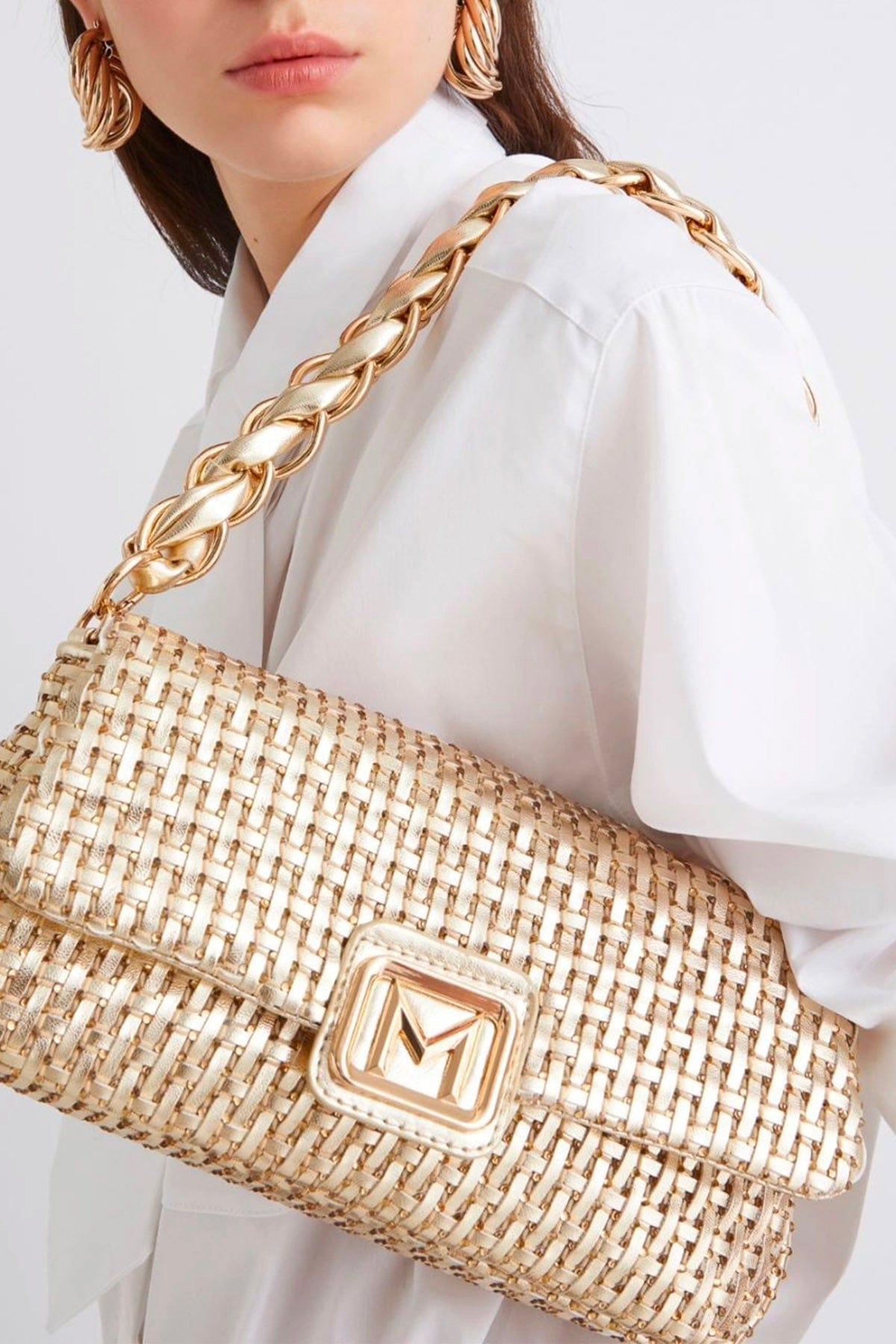 MARELLA BORSA  Borsa in oro intrecciata Marella Emily1