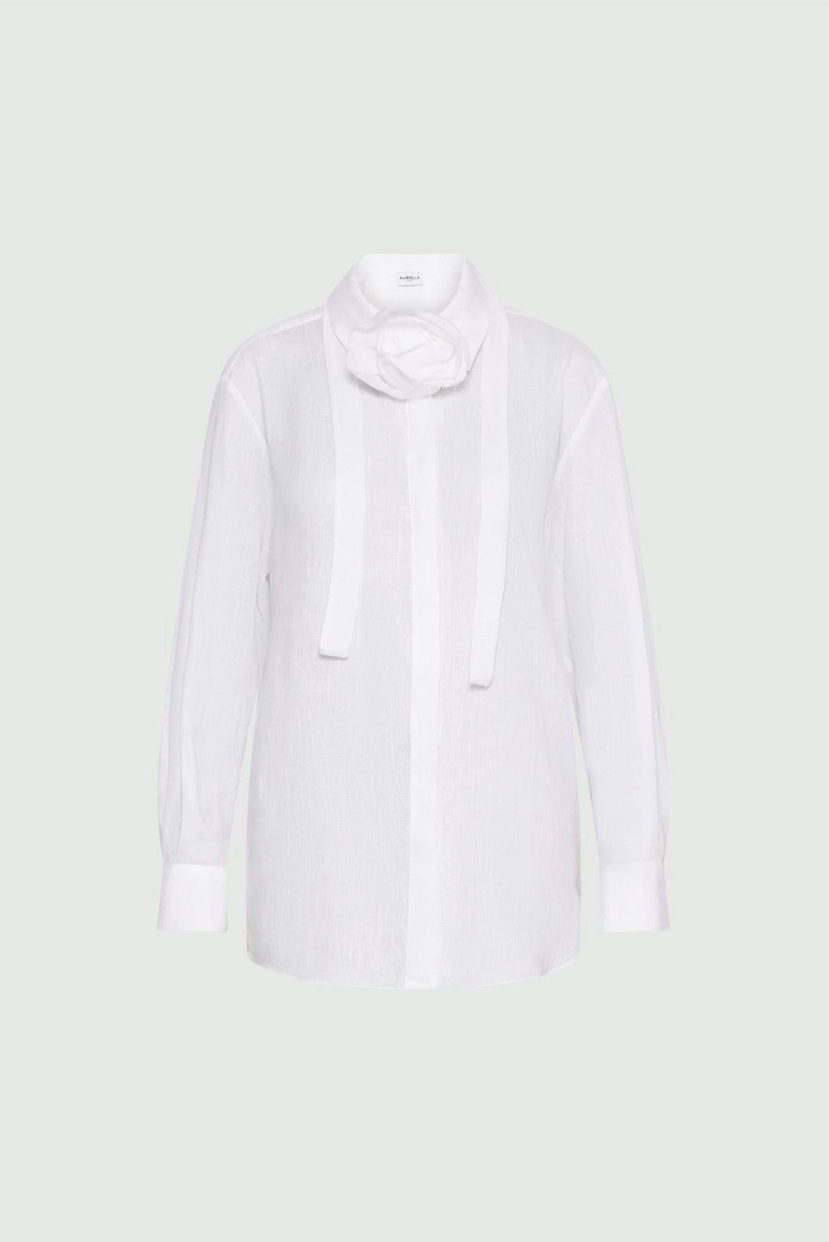 MARELLA CAMICIA  BIANCO OTTICO / 34 Camicia bianca donna in lino Marella Editore