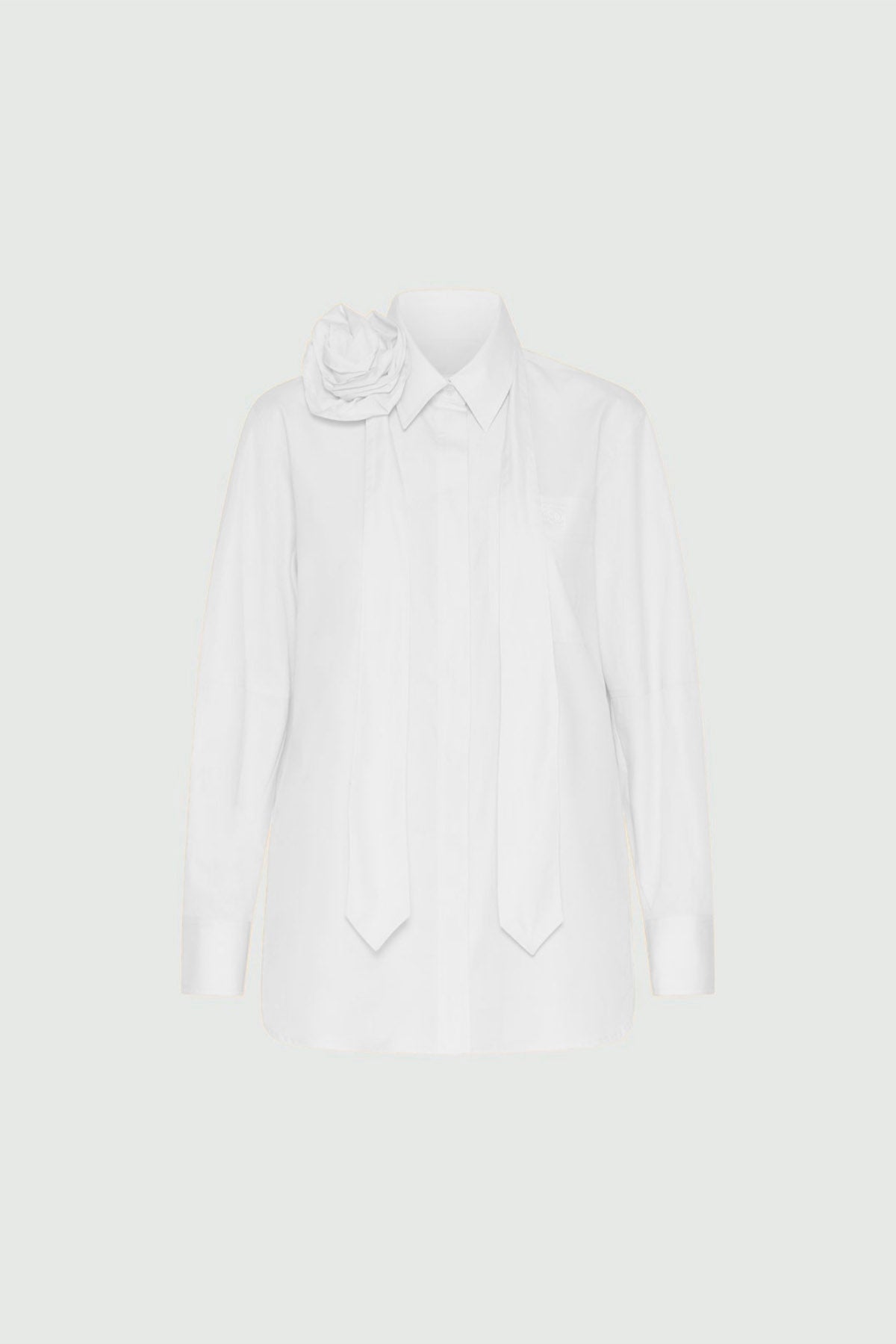 MARELLA CAMICIA  BIANCO OTTICO / 34 Camicia Marella con fusciacca e dettaglio fiore Avila