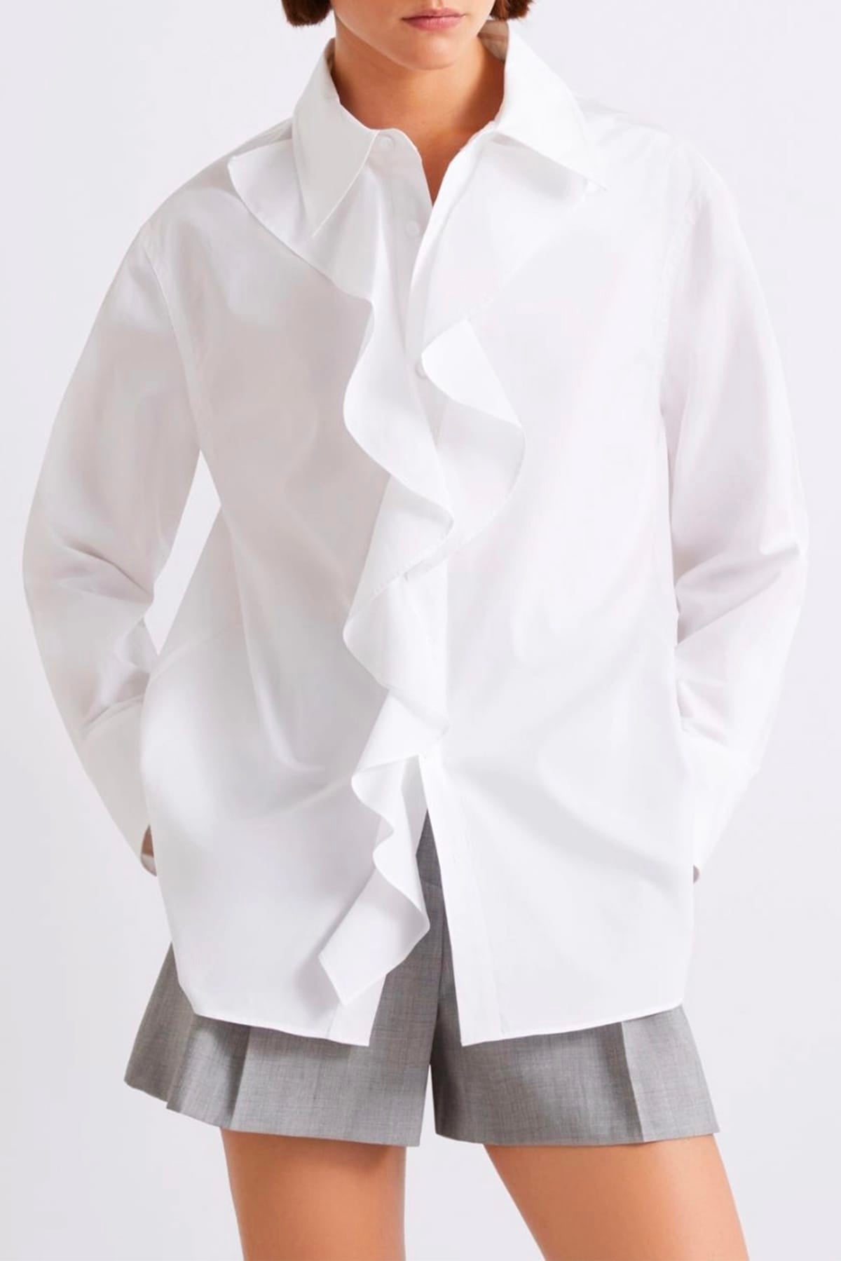 MARELLA CAMICIA  BIANCO / 34 Camicia bianca con rouches Marella Mllfalesia