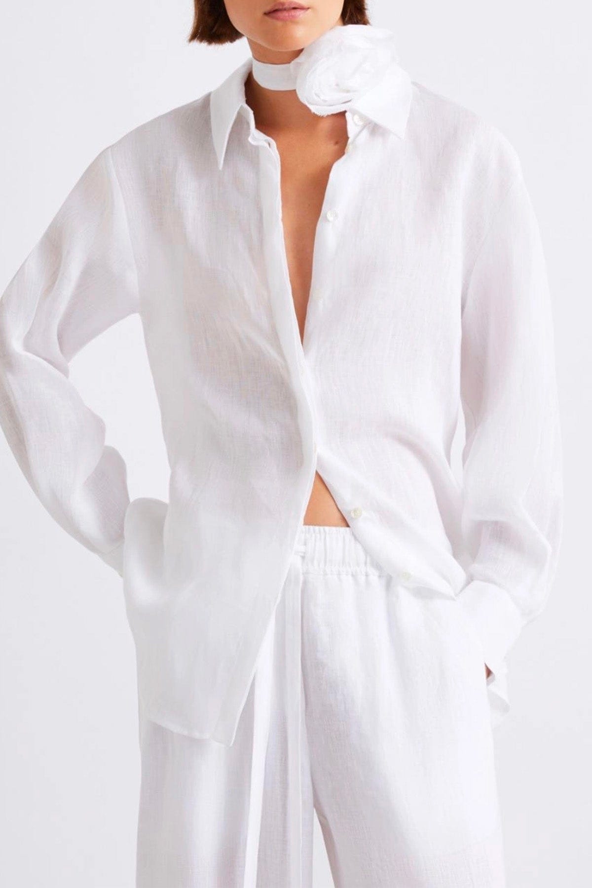 MARELLA CAMICIA  Camicia bianca donna in lino Marella Editore