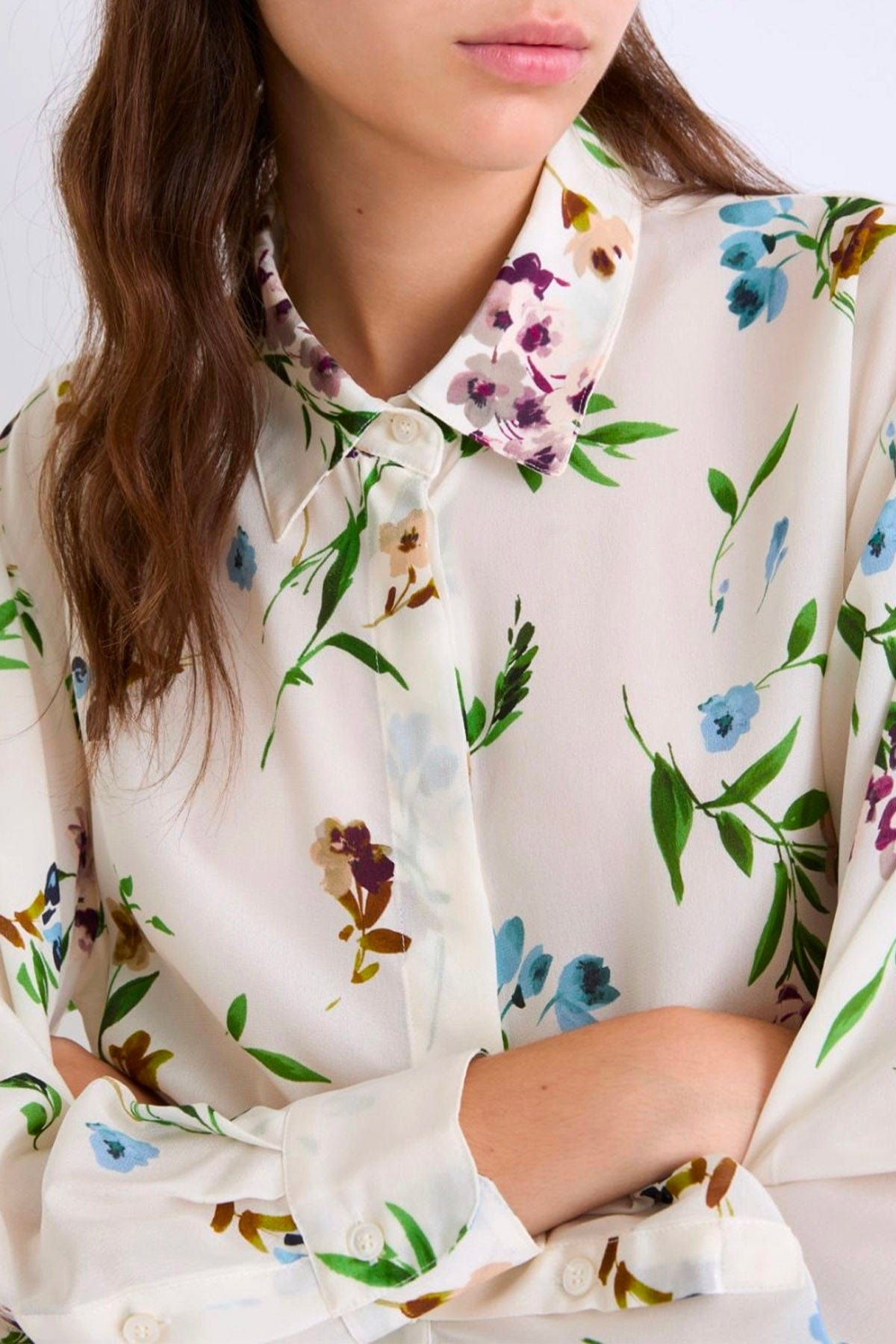 MARELLA CAMICIA  FONDO PANNA DIS. FLOREALE / 34 Camicia in seta stampata Marella Faretra