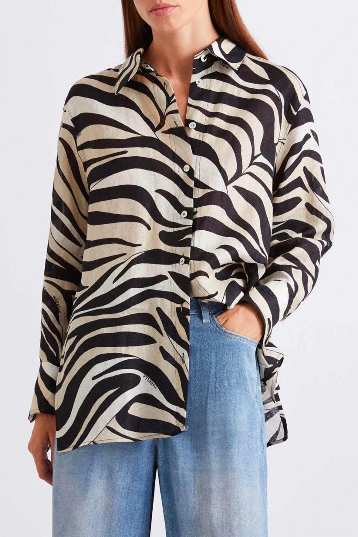 MARELLA CAMICIA  Camicia zebrata in lino donna Marella Pergola