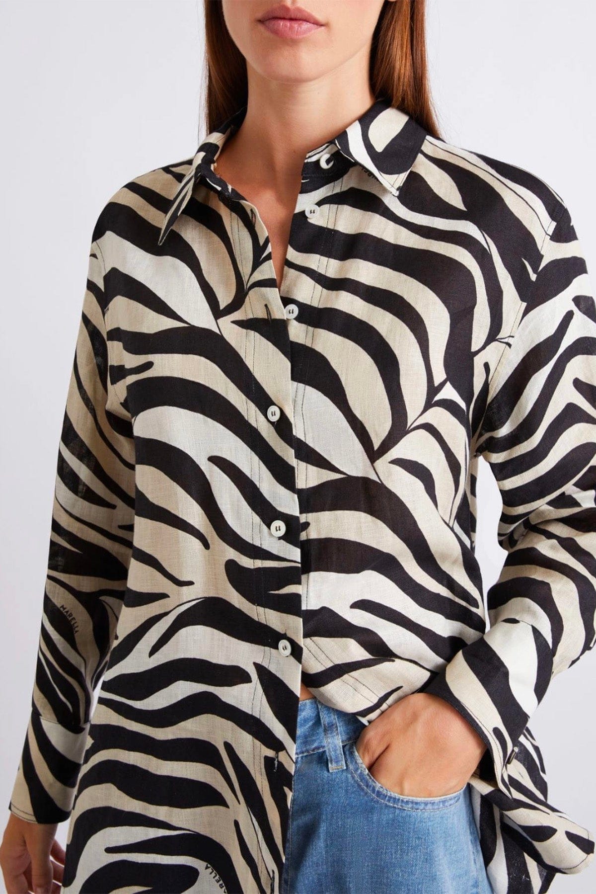 MARELLA CAMICIA  ZEBRATO / 34 Camicia zebrata in lino donna Marella Pergola