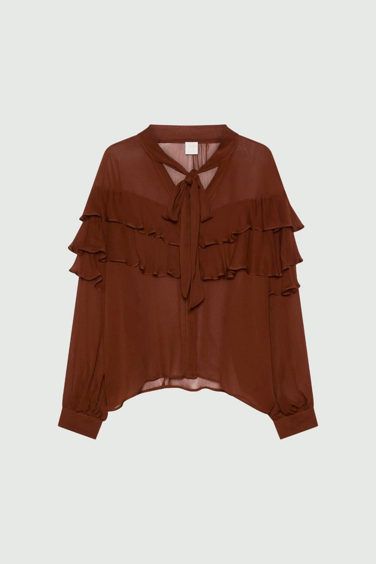 MARELLA CAMICIA  CARAMELLO / 34 Camicia con voilant donna Marella Mllmoneta