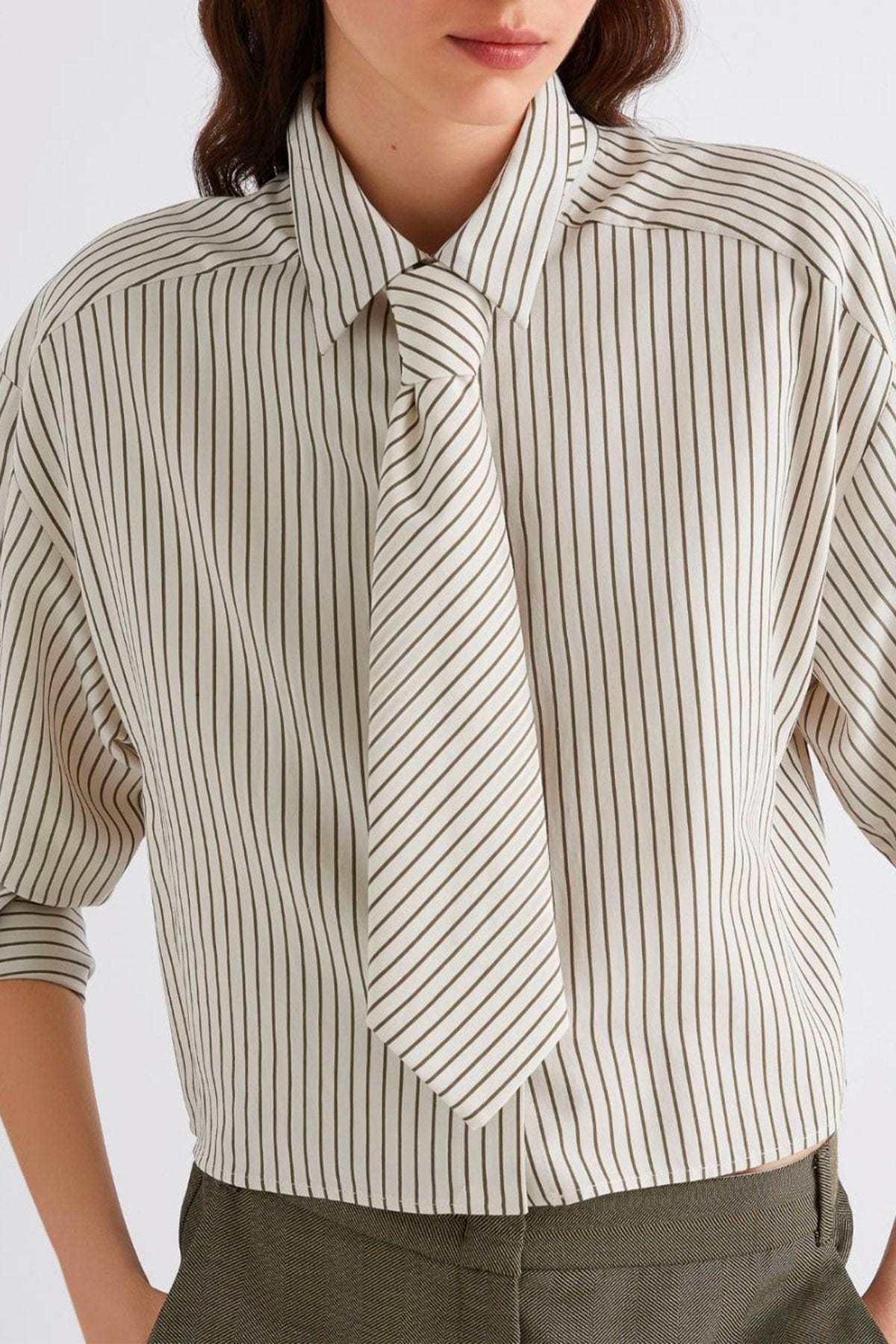 MARELLA CAMICIA  VERDE SALVIA / 34 Set camicia con cravatta donna Marella Duke