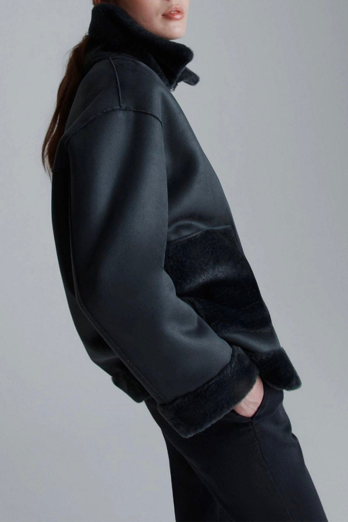 MARELLA CAPOSPALLA ASPET. PELLIC Giaccone in fake four montone donna Marella Monochrome Fresa