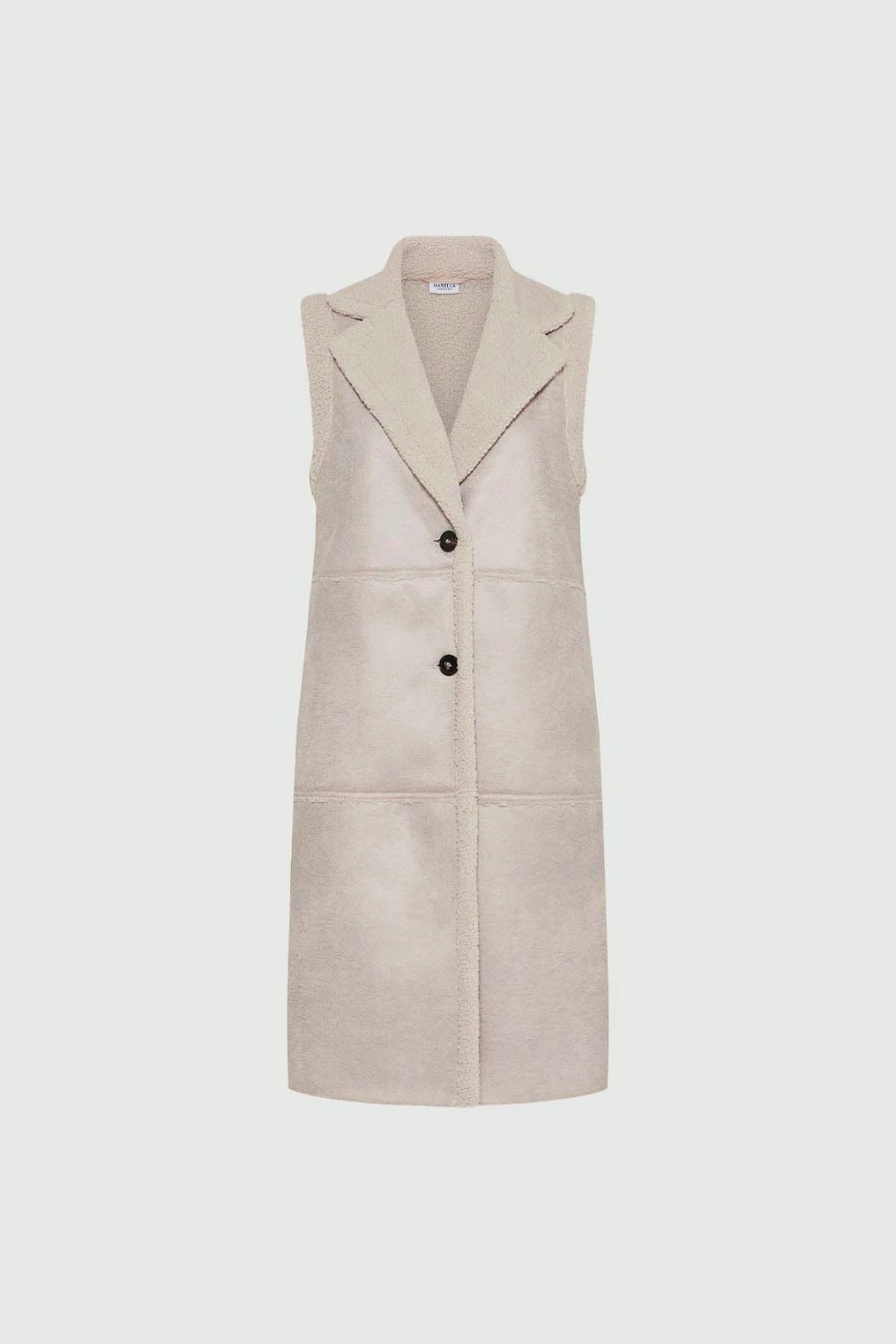 MARELLA CAPPOTTO GIACCO JERSEY GRIGIO MASTICE / XXS Montone Ecologico Senza Maniche Donna Marella Fiorigi