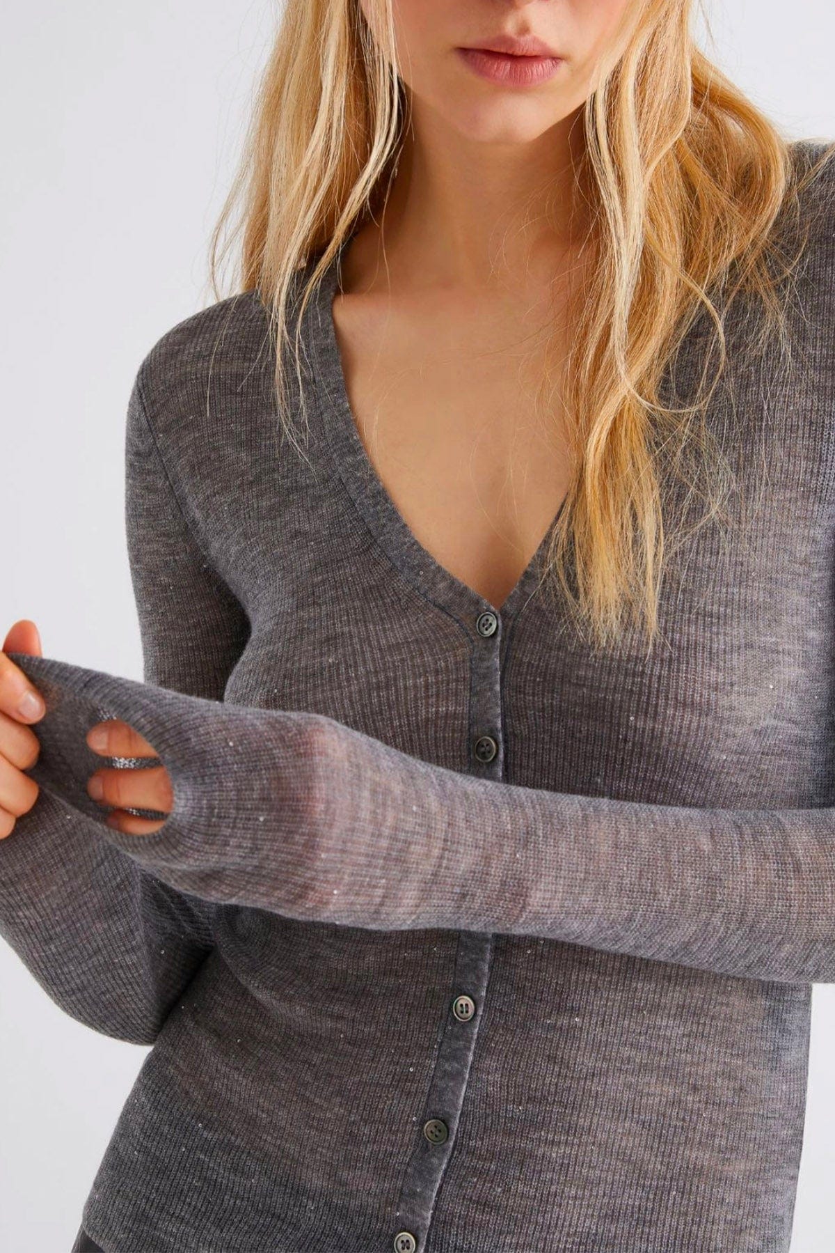 MARELLA CARDIGAN  GRIGIO MELANGE / XXS Cardigan in lana con dettagli paillettes donna Marella Bazar