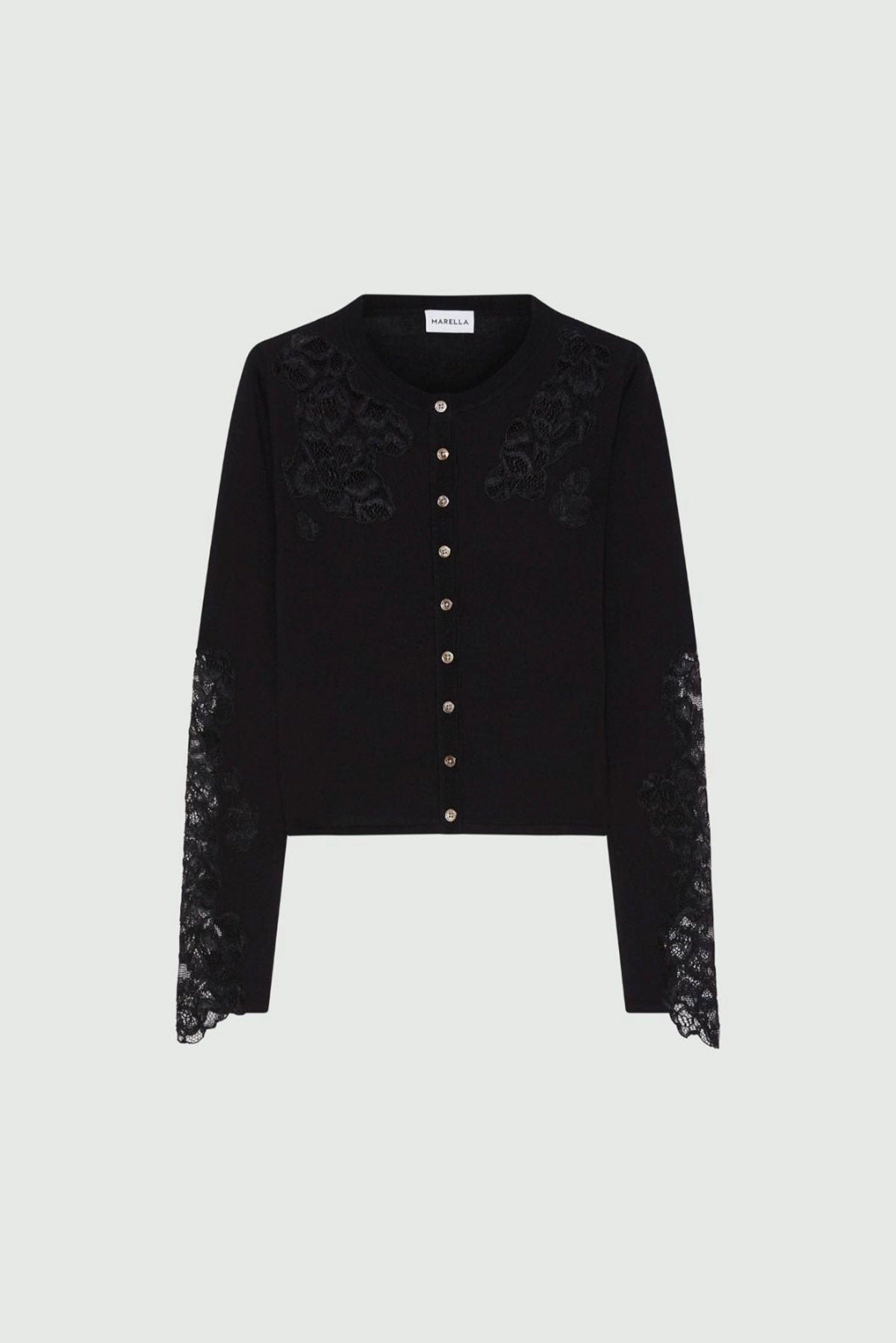 MARELLA CARDIGAN  NERO / XXS Cardigan donna con dettagli pizzo Marella Nupar