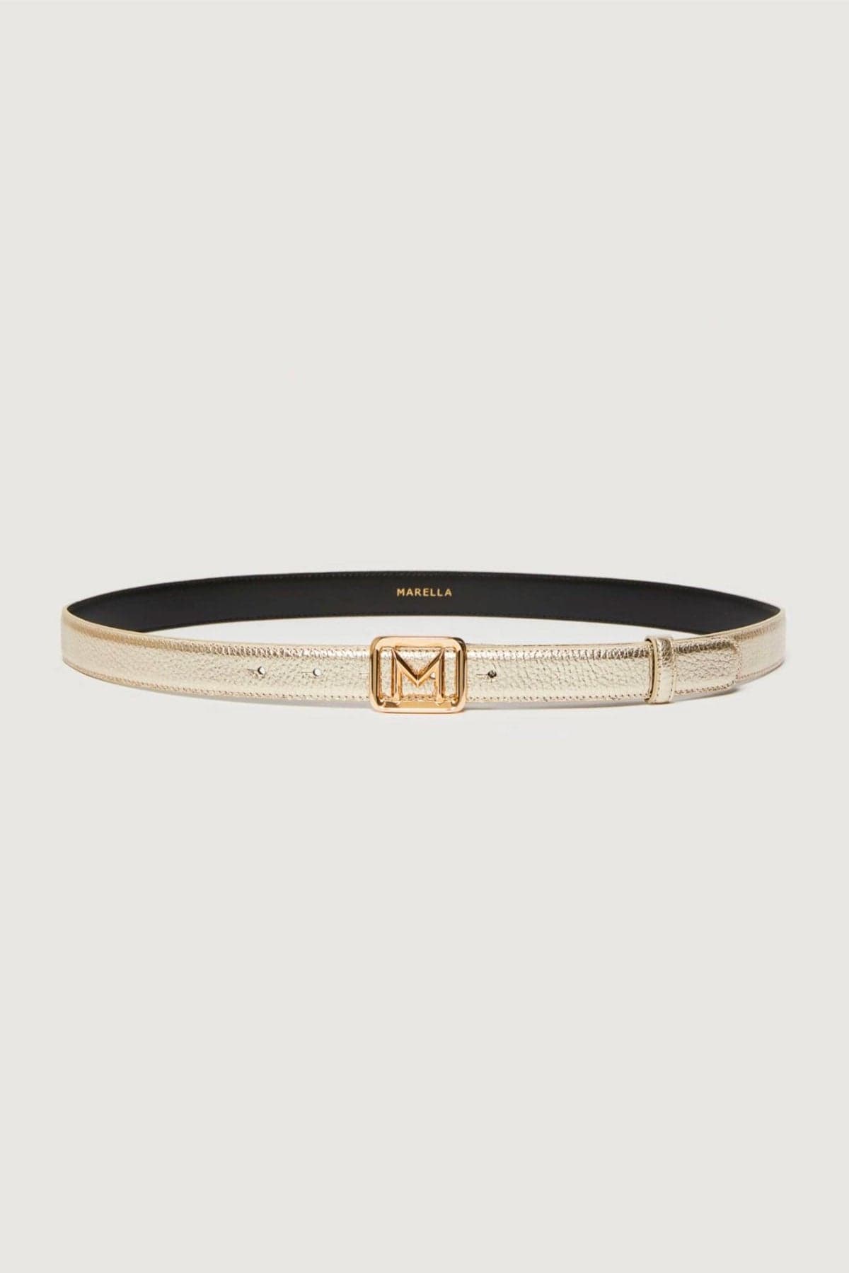 MARELLA CINTURA O BRETELLE  PLATINO / XXS Cintura sottile donna Marella in pelle con logo Flipper