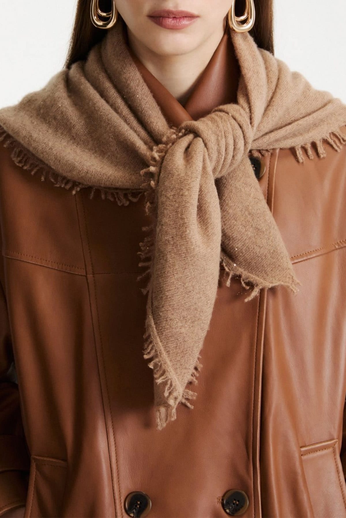 MARELLA FOULARD-SCIARPA-NASTRO  CAMMELLO / UNICA Foulard in lana con paillettes donna Marella Mlafatuo