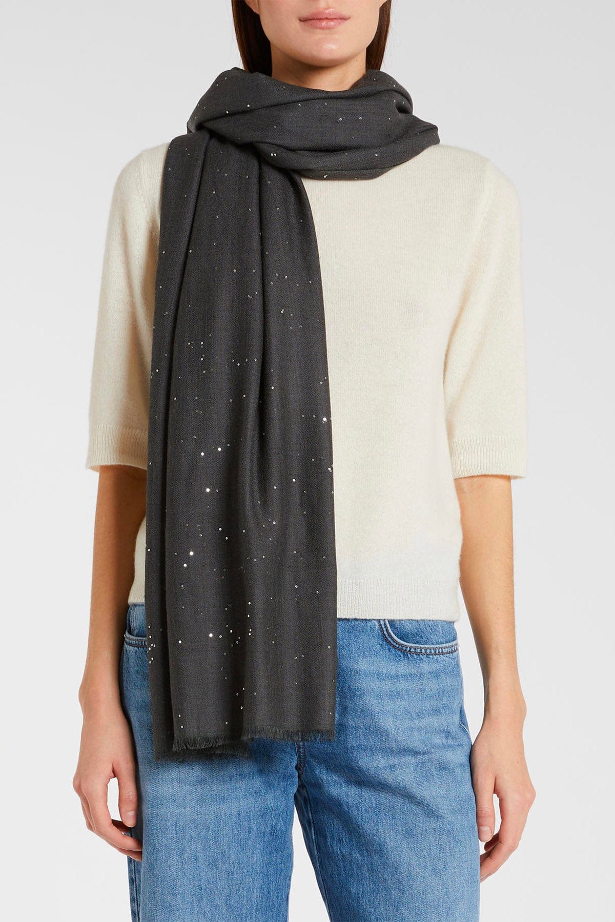 MARELLA FOULARD-SCIARPA-NASTRO  Stola in lana e micro paillettes Ciocca Marella