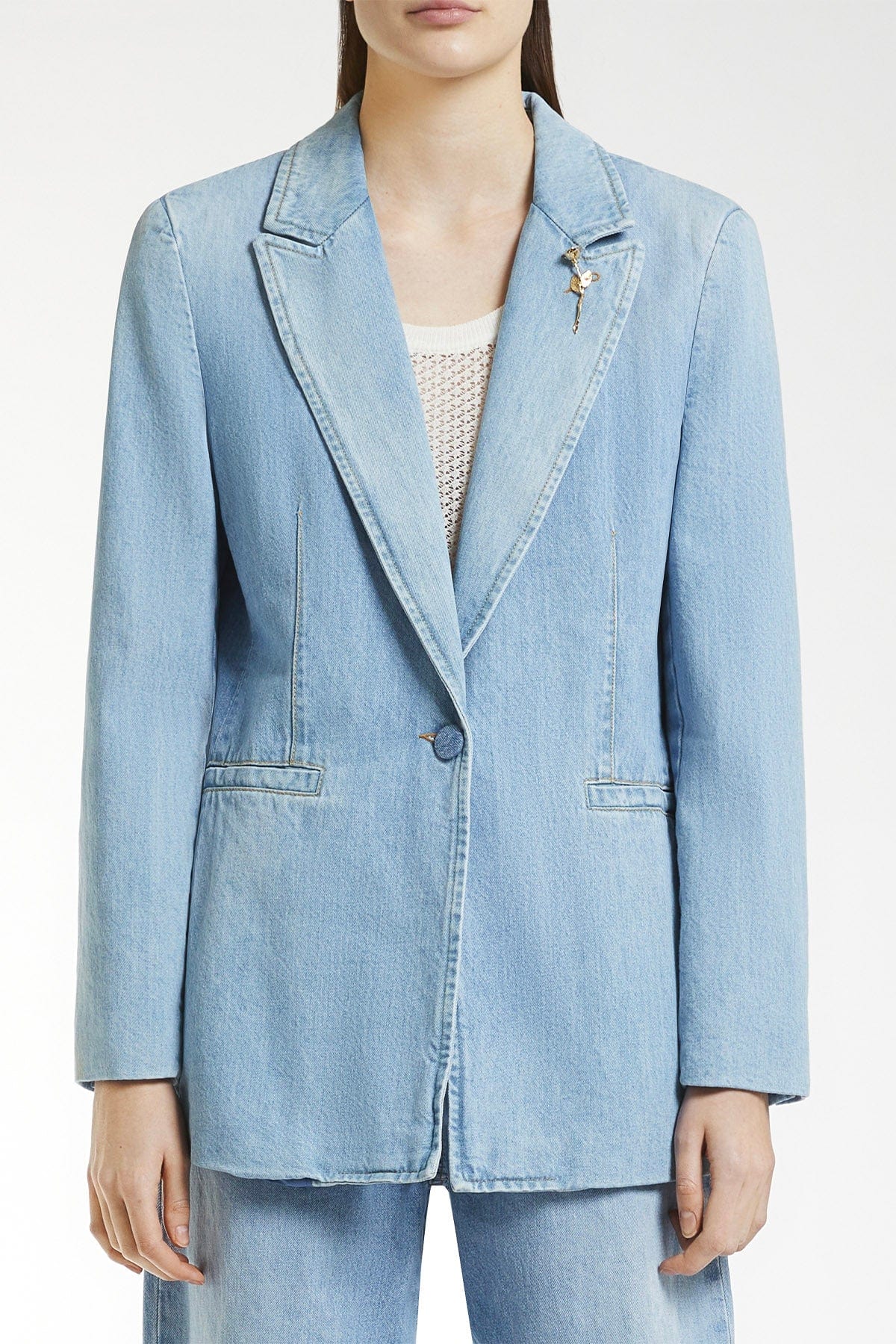 MARELLA GIACCA  BLU DENIM / 34 Blazer in Denim DOnna Marella Emily Ratajkowski Denim