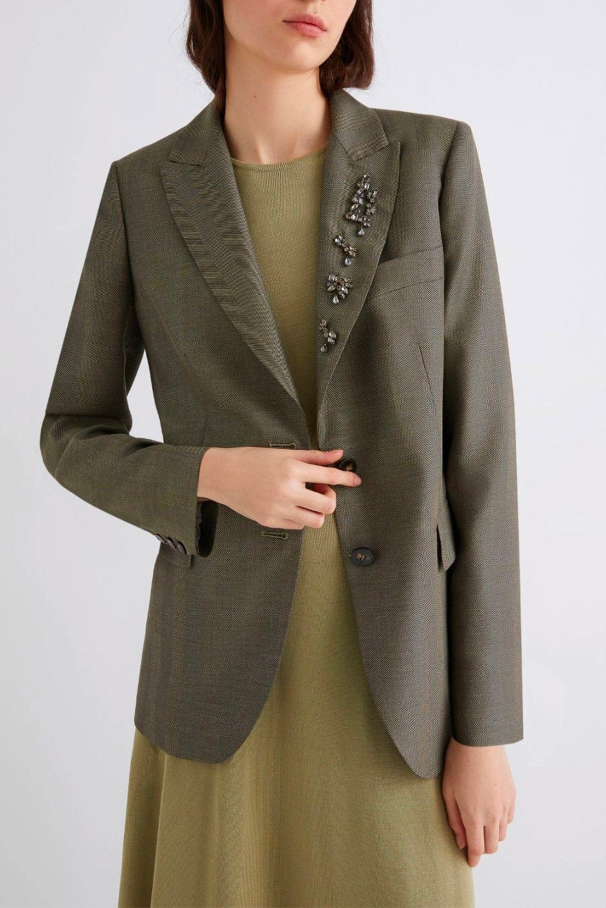 MARELLA GIACCA  VERDE KAKI / 34 Giacca effetto resca donna Marella Impact