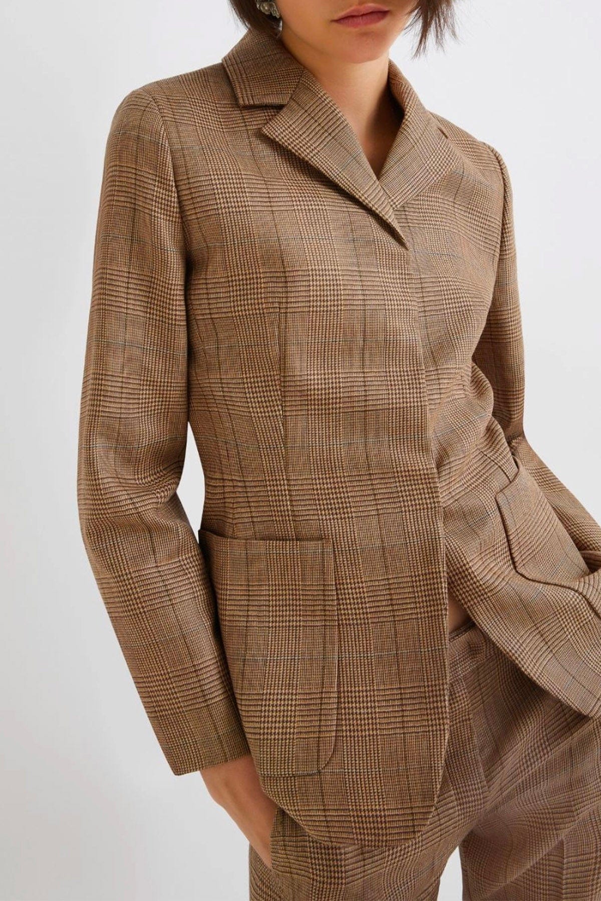 MARELLA GIACCA  PRINCIPIO GALLES BEIGE / 34 Giacca in lana principio di galles Marella Glauco