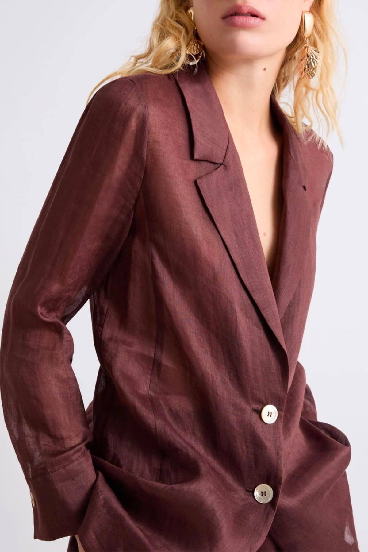 MARELLA GIACCA  MARRONE / 34 Giacca in ramie donna Marella Mllclasse