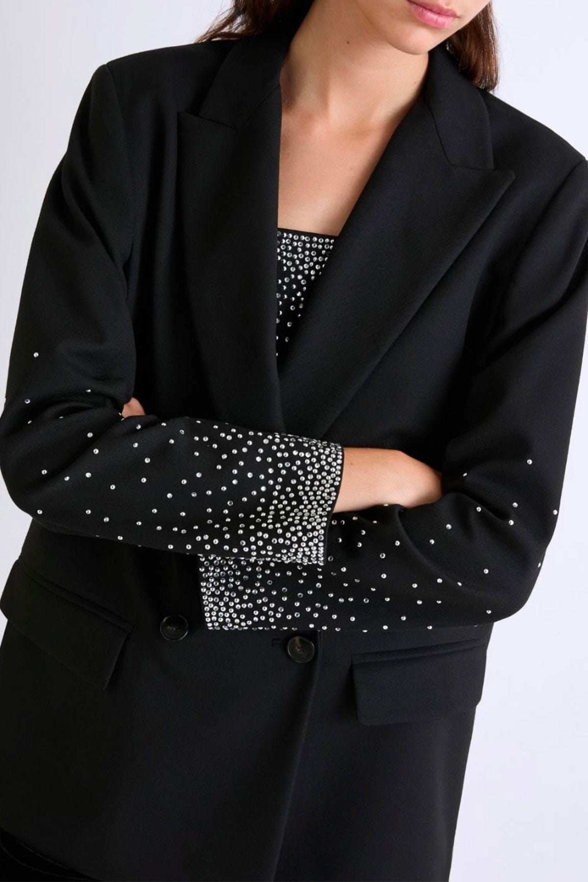 MARELLA GIACCA  NERO CON CRISTALLI / 34 Giacca nera con dettaglio cristalli donna Marella Burano