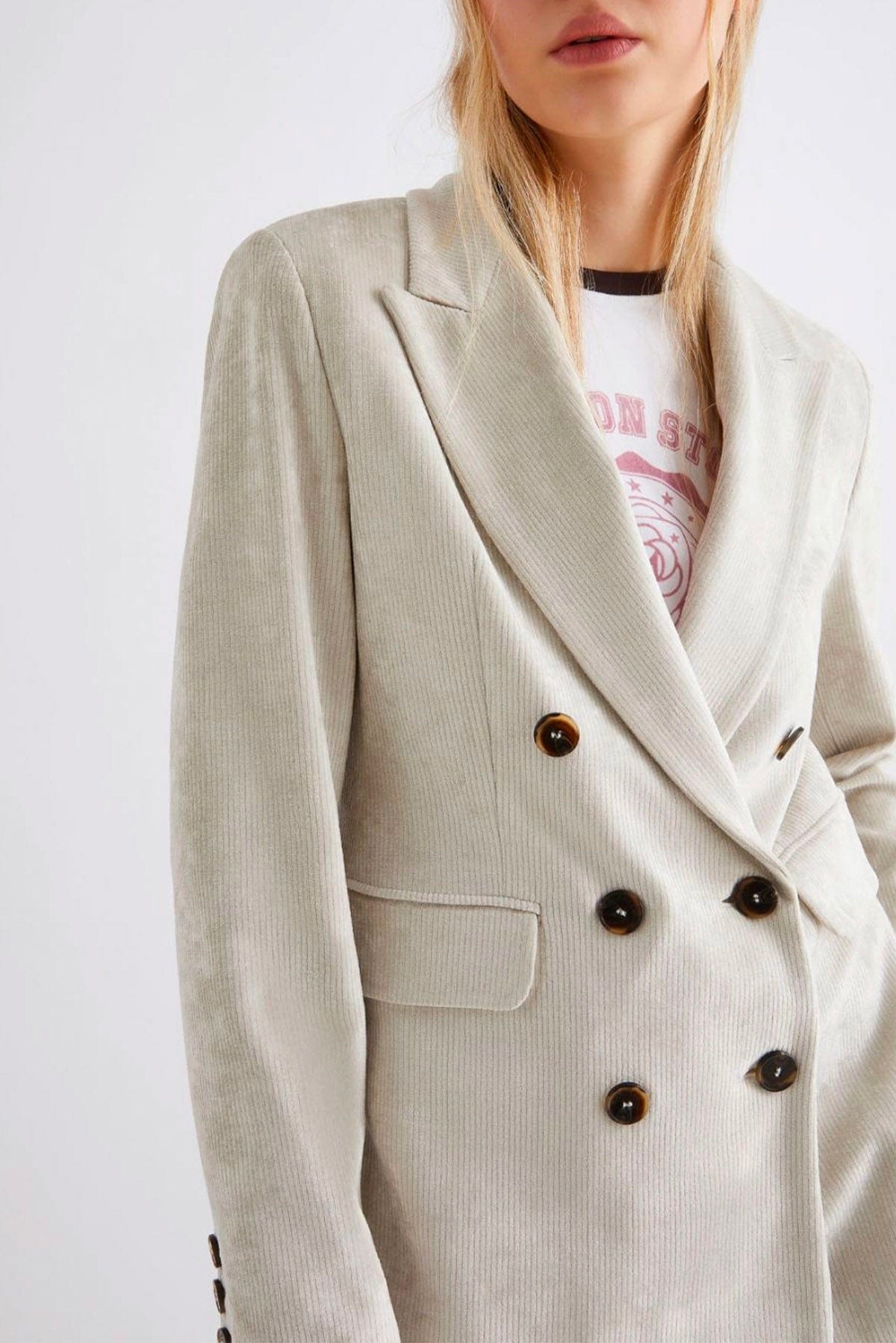 MARELLA GIACCA IN JERSEY  BIANCO AVORIO / 34 Giacca doppiopetto in velliuto a coste Marella Ceppo