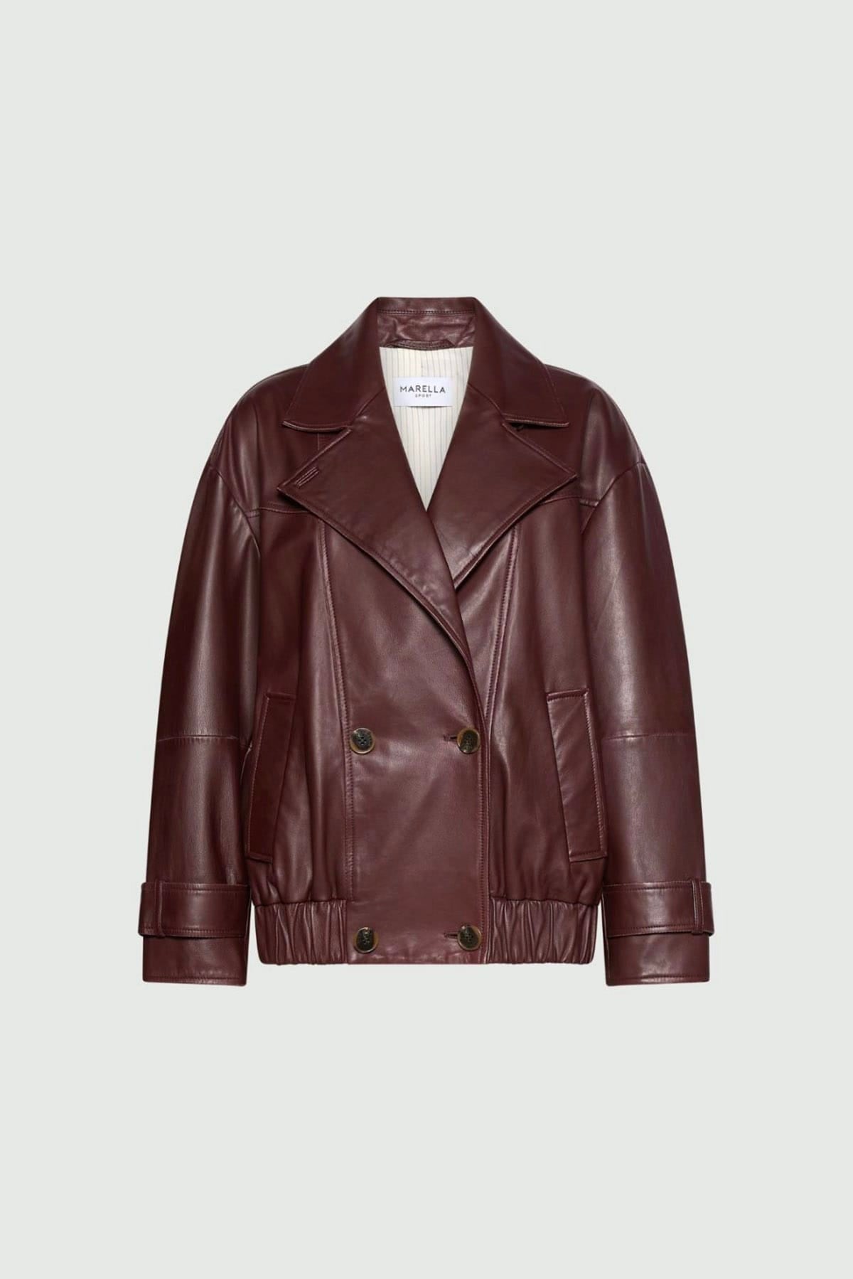 MARELLA GIACCA IN PELLE  BORDEAUX / 34 Giacca in pelle doppiopetto Bordeaux Marella Mlspallore