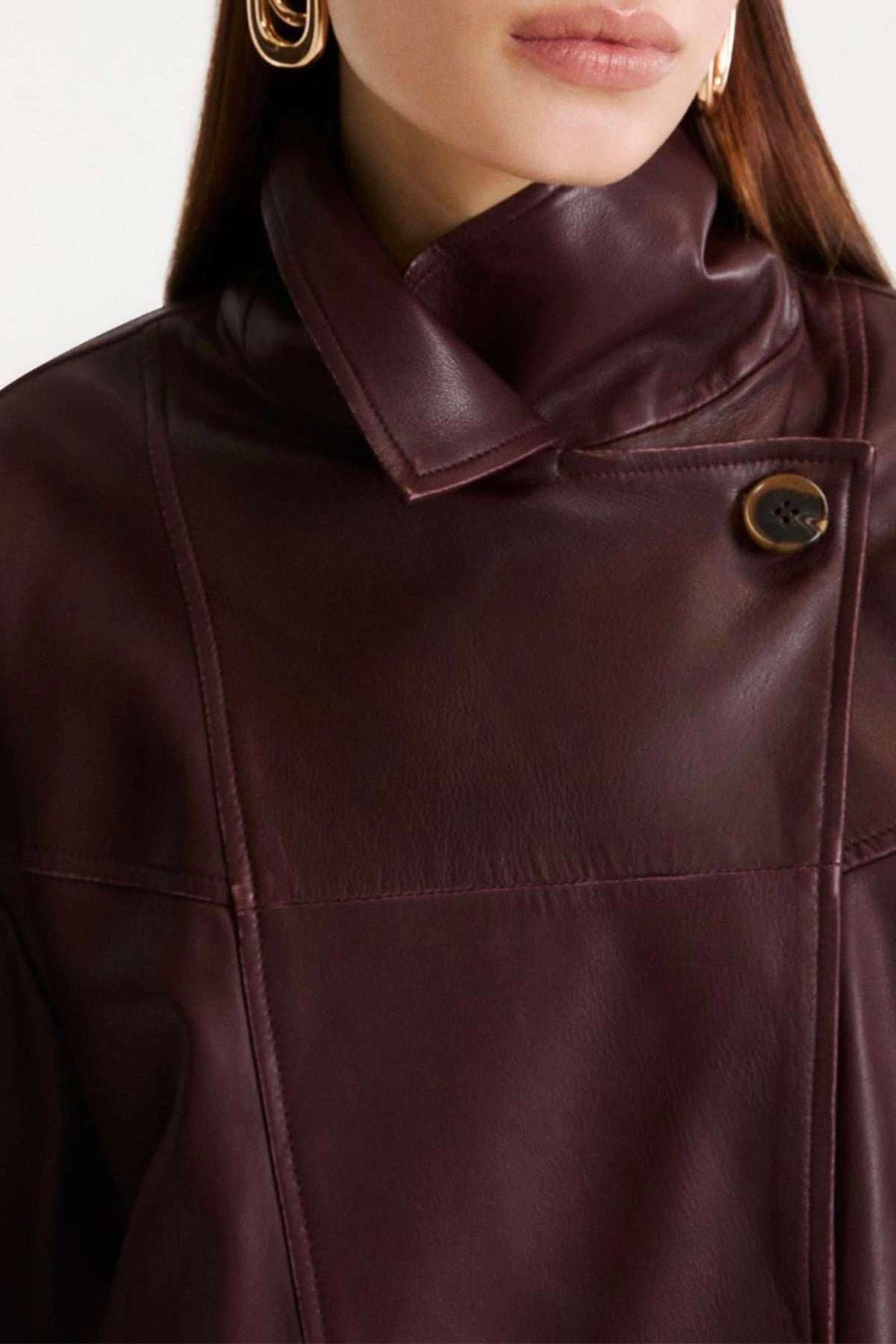 MARELLA GIACCA IN PELLE  BORDEAUX / 34 Giacca in pelle doppiopetto Bordeaux Marella Mlspallore