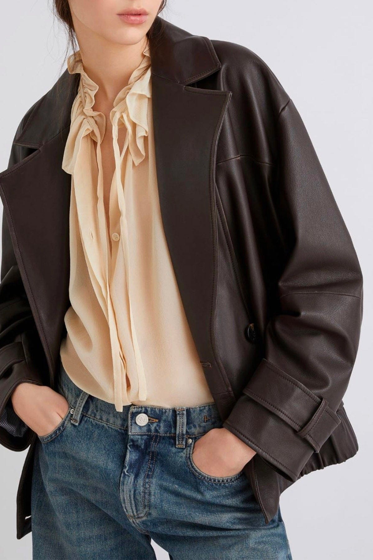 MARELLA GIACCA IN PELLE  Giacca in pelle marrone donna Marella Matras