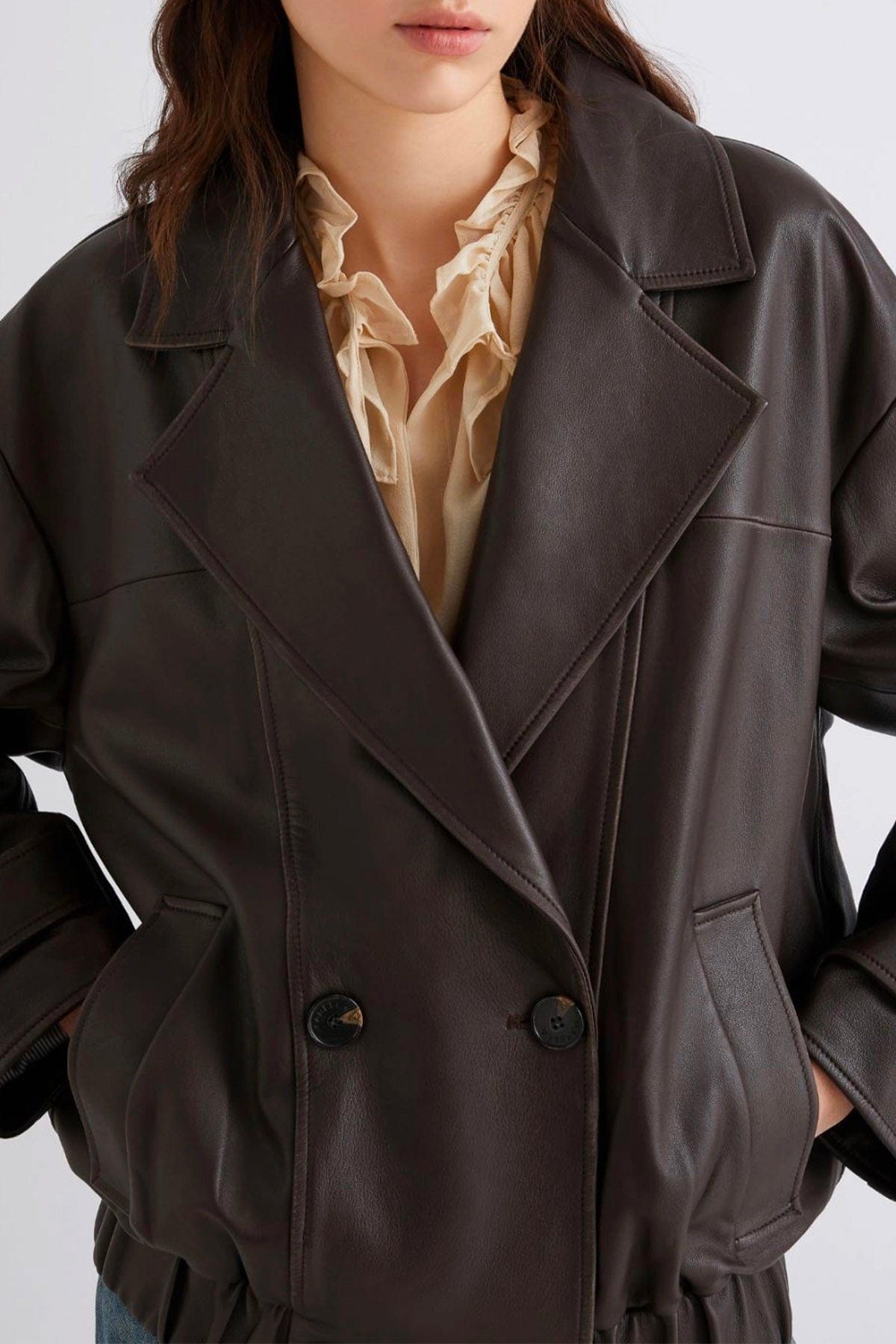 MARELLA GIACCA IN PELLE  MARRONE / 34 Giacca in pelle marrone donna Marella Matras