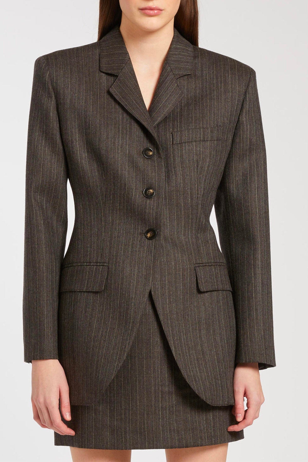 MARELLA GIACCA  MARRONE MELANGE / 34 Giacca in lana marrone melange Marella Essenza