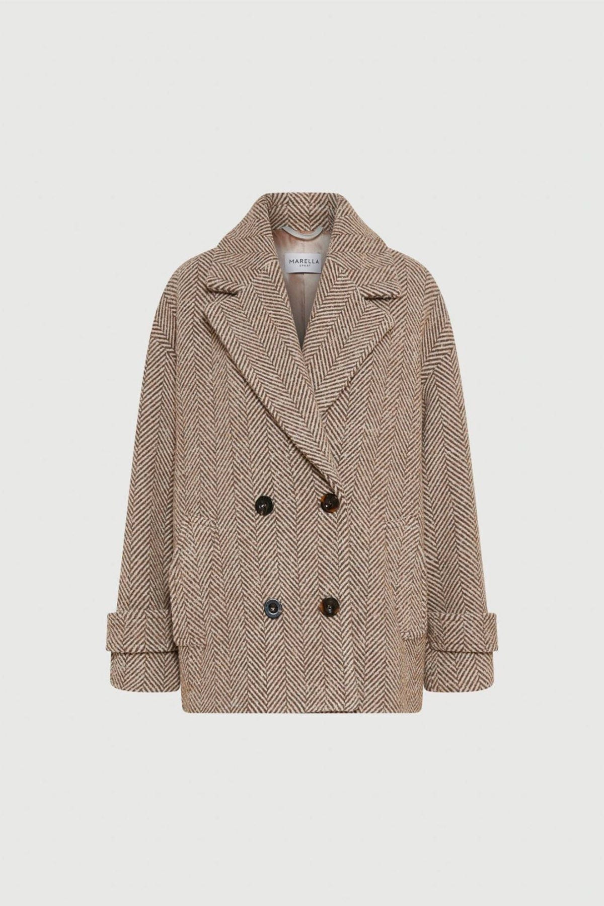 MARELLA GIACCONE  FANGO CHEVRON / 34 Giaccone in lana donna Marella Fantino1