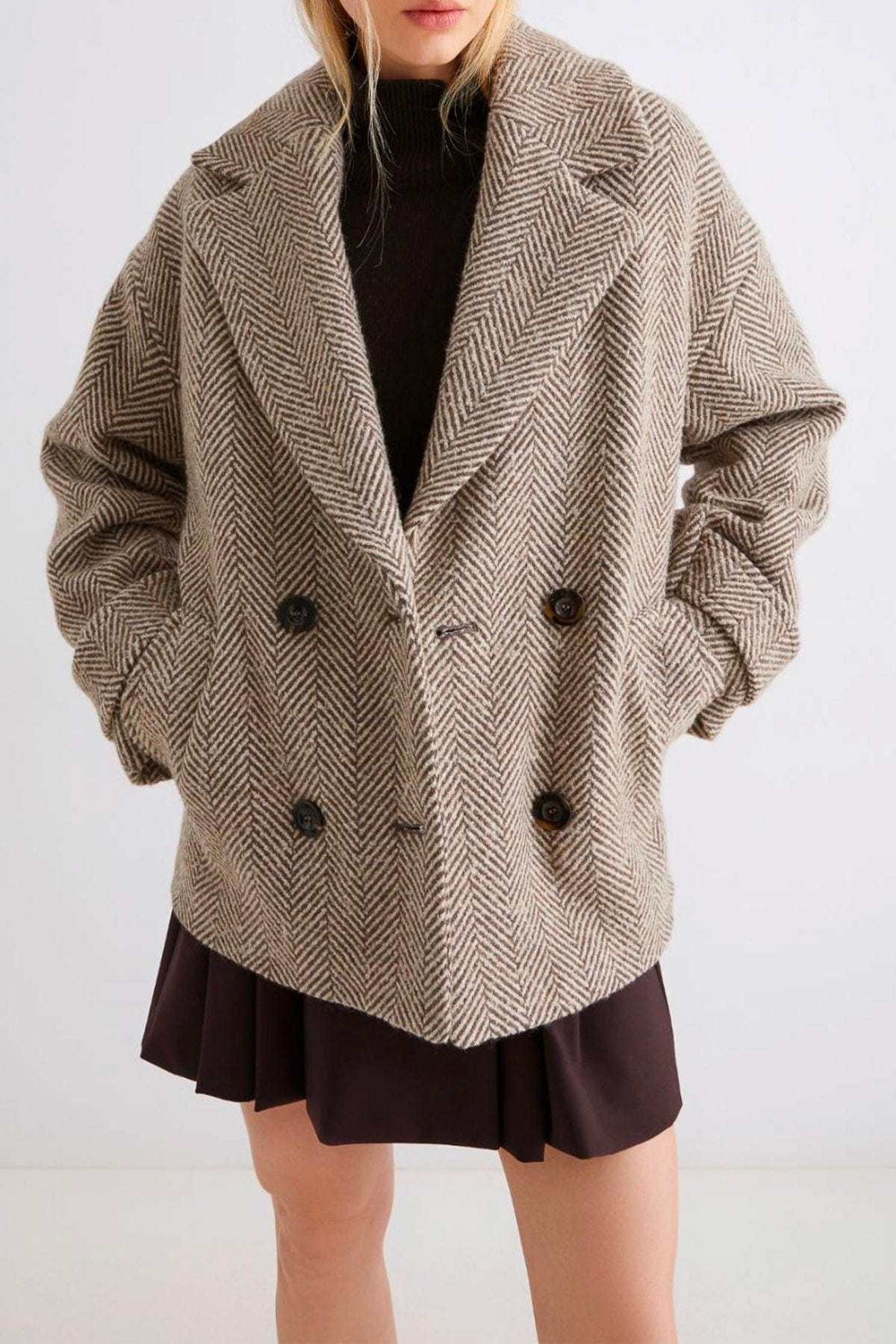 MARELLA GIACCONE  FANGO CHEVRON / 34 Giaccone in lana donna Marella Fantino1