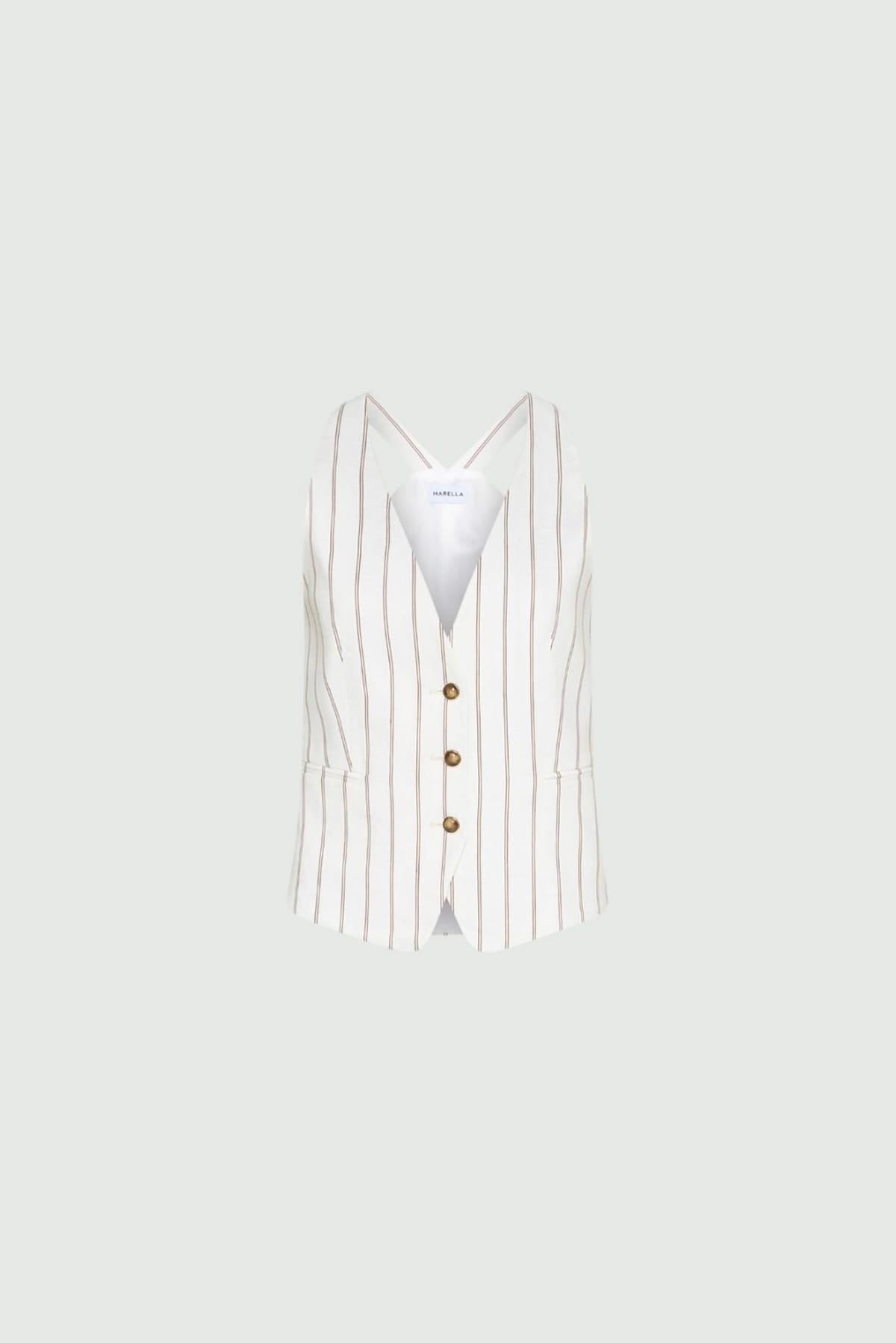 MARELLA GILET  BIANCO GESSATO / 34 Gilet donna gessato Marella Mllteso