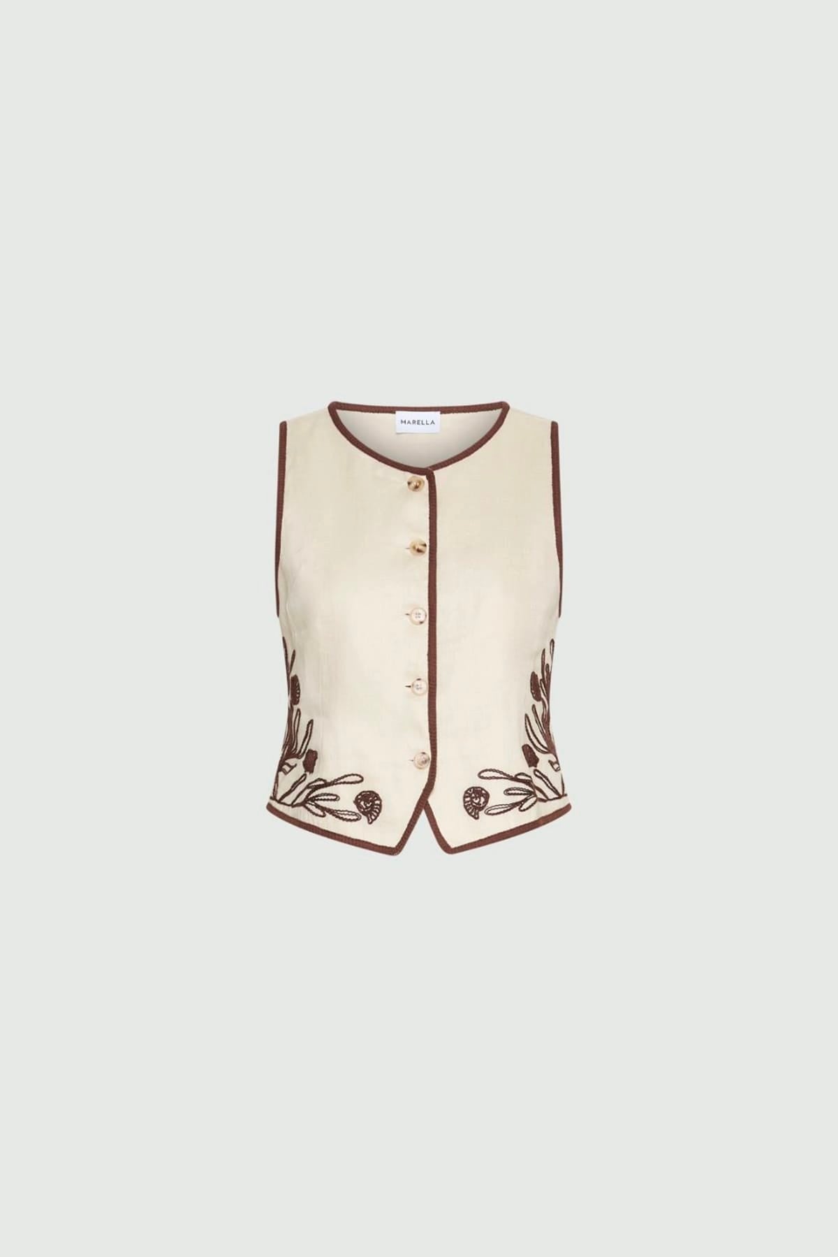 MARELLA GILET  PANNA / 34 Gilet ricamato donna Marella Mllaerovia