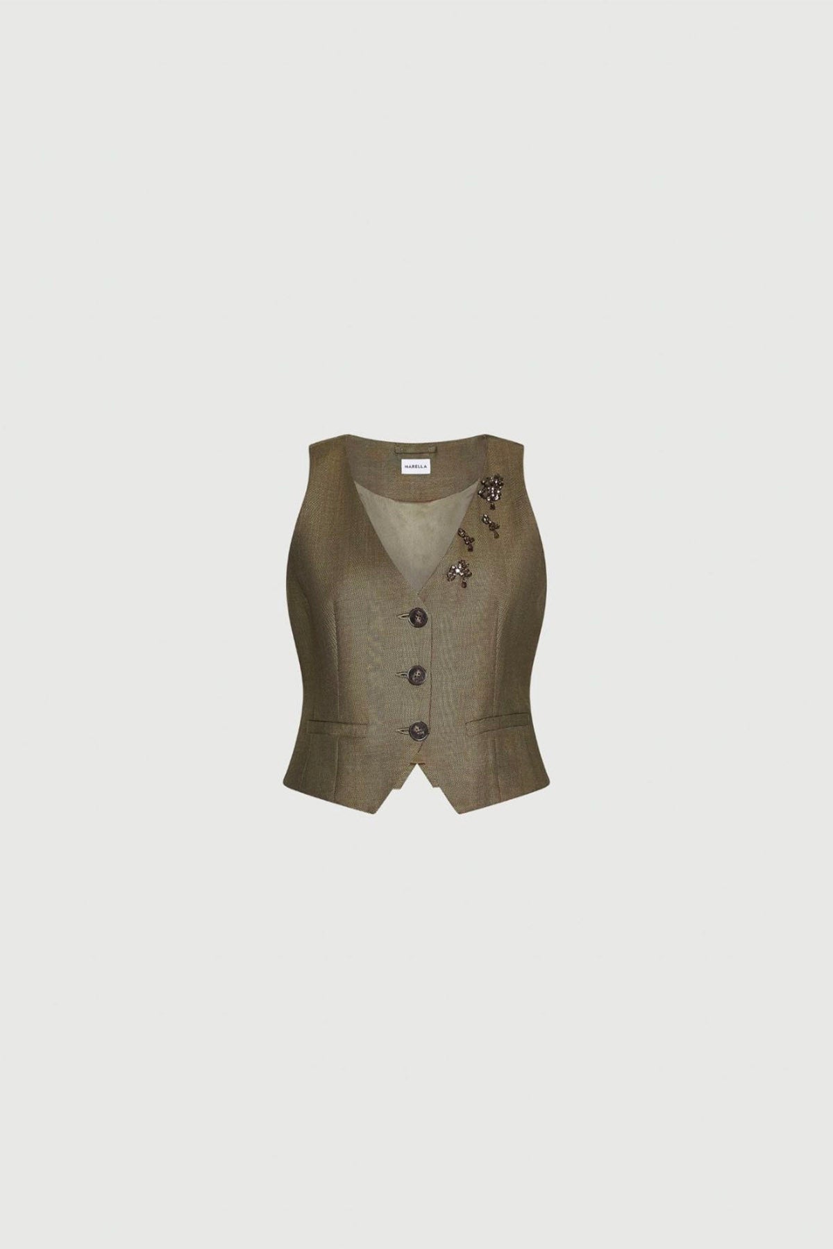 MARELLA GILET  VERDE KAKI / 34 Gilet effetto resca donna Marella Cantico