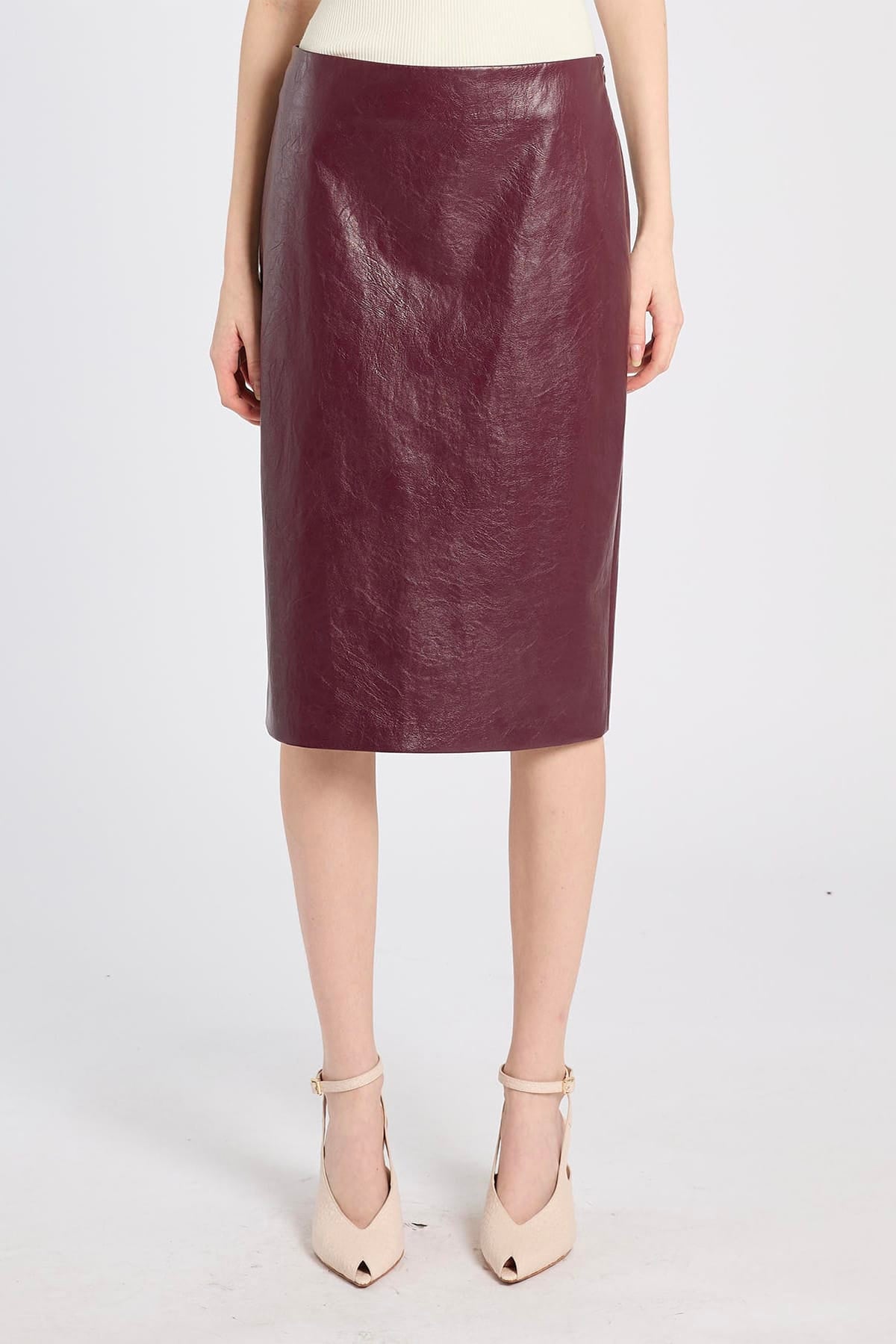 MARELLA GONNA  BORDEAUX / 34 Gonna in ecopelle bordeaux Marella Mllbiada